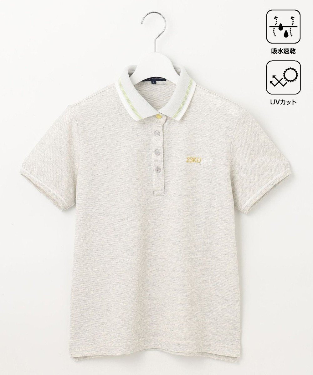 【23区 ゴルフ/NIJYUSANKU GOLF】の【WOMEN】ライトハニカム 半袖ポロシャツ インテリア・キッズ・メンズ・レディースファッション・服の通販 founy(ファニー) 　ファッション　Fashion　レディースファッション　Fashion for Women　トップス・カットソー　Cut & Sew Tops　シャツ・ブラウス・オフィスカジュアル　Elegant Blouses & Button-Ups　ポロシャツ・きれいめカジュアル　Smart-Casual Polo Tops　おすすめ　Recommended / Our Picks　ストレッチ　Stretch, Stretchy Fabric　ベーシック　Basic, Essential　ボトム　Bottoms, Lower Wear　ポロシャツ　Polo Shirt, Collared Tee　再入荷　Restock / Back in Stock　半袖　Short Sleeve, Half Sleeve　夏　Summer　春　Spring　S/S・春夏　SS, Spring/Summer, Warm Season　ライトグレー系|ID: prp329100004413296 ipo3291000000032665766