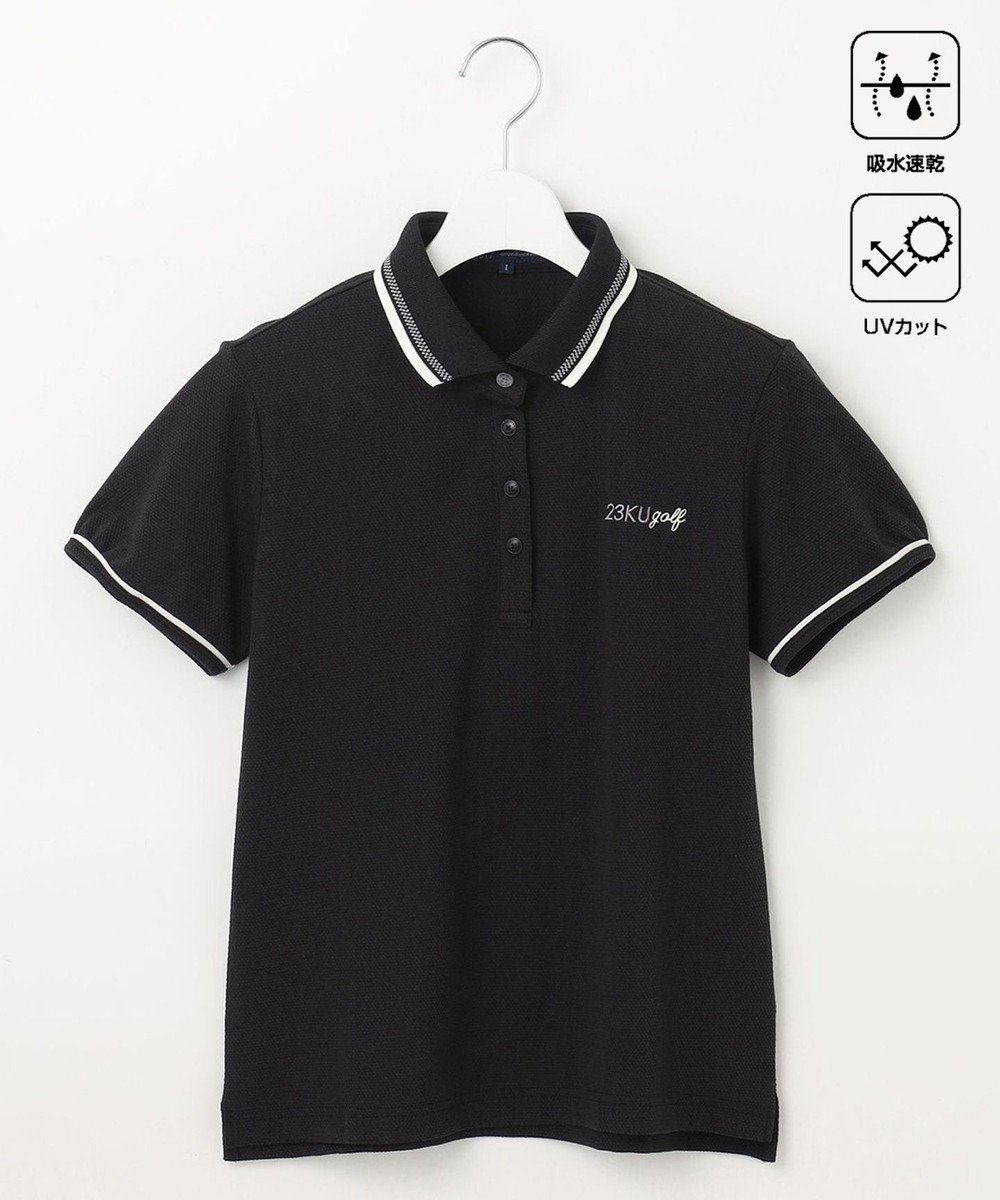 【23区 ゴルフ/NIJYUSANKU GOLF】の【WOMEN】ライトハニカム 半袖ポロシャツ インテリア・キッズ・メンズ・レディースファッション・服の通販 founy(ファニー) 　ファッション　Fashion　レディースファッション　Fashion for Women　トップス・カットソー　Cut & Sew Tops　シャツ・ブラウス・オフィスカジュアル　Elegant Blouses & Button-Ups　ポロシャツ・きれいめカジュアル　Smart-Casual Polo Tops　おすすめ　Recommended / Our Picks　ストレッチ　Stretch, Stretchy Fabric　ベーシック　Basic, Essential　ボトム　Bottoms, Lower Wear　ポロシャツ　Polo Shirt, Collared Tee　再入荷　Restock / Back in Stock　半袖　Short Sleeve, Half Sleeve　夏　Summer　春　Spring　S/S・春夏　SS, Spring/Summer, Warm Season　ブラック系|ID: prp329100004413296 ipo3291000000032665768
