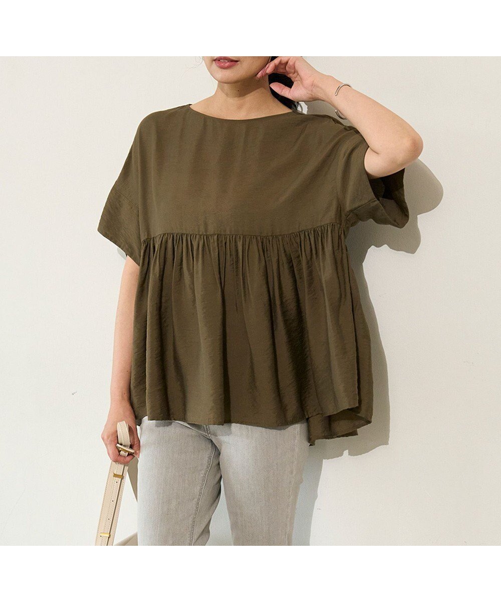 【アンフィーロ 自由区/UNFILO】のヴィンテージシアー ギャザーペプラムブラウス インテリア・キッズ・メンズ・レディースファッション・服の通販 founy(ファニー) ファッション Fashion レディースファッション Fashion for Women トップス・カットソー Cut & Sew Tops シャツ・ブラウス・オフィスカジュアル Elegant Blouses & Button-Ups 春 Spring ギャザー Gathered, Ruffled セットアップ Set-Up, Coordinated Outfit ビンテージ Vintage, Retro Style リラックス Relax, Relaxed Fit S/S・春夏 SS, Spring/Summer, Warm Season 夏 Summer カーキ|ID: prp329100004413315 ipo3291000000033398963