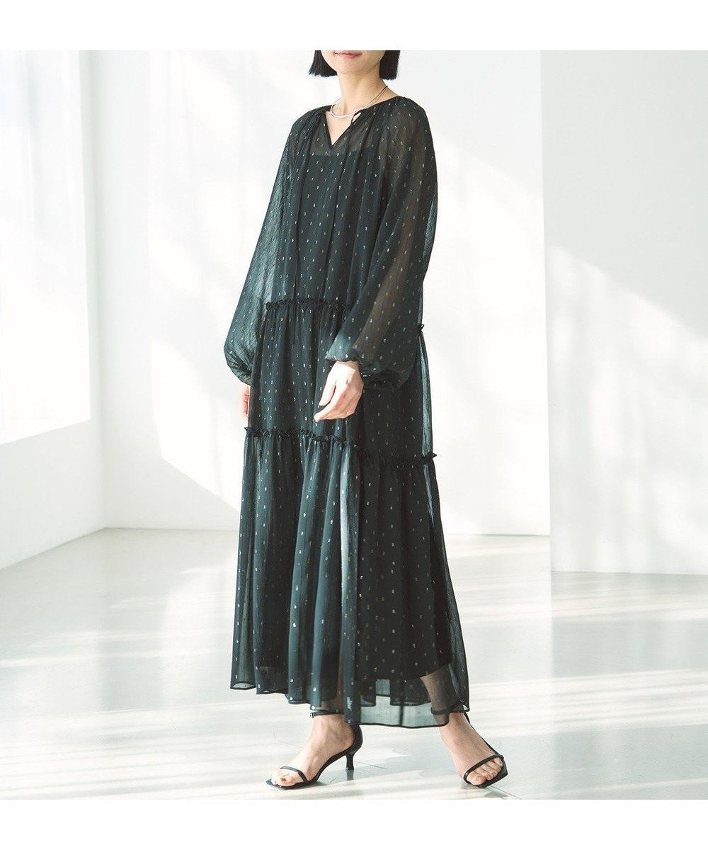 【アンフィーロ 自由区/UNFILO】のラメリンクルシフォン ワンピース 人気、トレンドファッション・服の通販 founy(ファニー) 　ファッション　Fashion　レディースファッション　Fashion for Women　ワンピース　Dresses　ギャザー　Gathered, Ruffled　シフォン　Chiffon, Lightweight Fabric　シルバー　Silver, Metallic Silver　ジャケット　Jacket, Outerwear　スキッパー　Skipper, Open Collar　デニム　Denim, Jeans Material　トレンド　Trend, Trending Now　ペチコート　Petticoat, Underskirt　夏　Summer　春　Spring　S/S・春夏　SS, Spring/Summer, Warm Season　 other-1|ID: prp329100004413380 ipo3291000000032571170