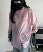 【ウィゴー/WEGO】の【冷房対策】刺繍ストライプBIGシャツ ピンク|ID: prp329100004413392 ipo3291000000031848850