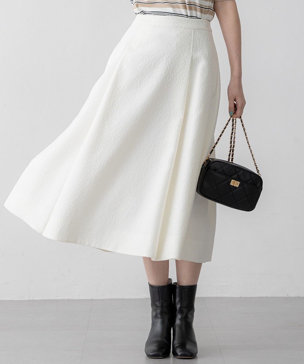 【23区/NIJYUSANKU】の【洗える】ジオメトリックジャカード タックフレア スカート 人気、トレンドファッション・服の通販 founy(ファニー) 　ファッション　Fashion　レディースファッション　Fashion for Women　スカート　Skirts　Aライン・フレアスカート　A-Line & Flared Skirts　2025年　2025　2025春夏・S/S　Spring/Summer 2025 SS25　ジャカード／ジャガード　Jacquard, Woven Pattern　ストレッチ　Stretch, Stretchy Fabric　ツイード　Twill, Twill Weave　フレア　Flare, Flared　フロント　Front, Front Design　エレガント 上品　Elegant　夏　Summer　春　Spring　S/S・春夏　SS, Spring/Summer, Warm Season　洗える　Machine Washable　 other-1|ID: prp329100004414447 ipo3291000000033641292