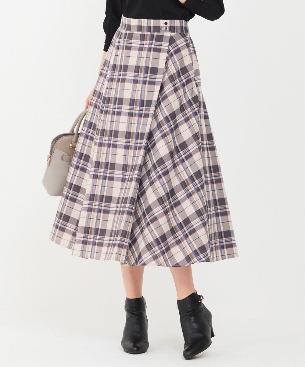 【エニィ スィス/any SiS】の【洗える】ライトカラーチェック スカート インテリア・キッズ・メンズ・レディースファッション・服の通販 founy(ファニー) 　ファッション　Fashion　レディースファッション　Ladies' Fashion Online　スカート　Skirt　洗える　Washable　サテン　Satin　ショート　Short　チェック　Check　フェミニン　Feminine　フレア　Flare　ラップ　Wrap　楽ちん　Easy　A/W・秋冬　Aw・Autumn/Winter・Fw・Fall-Winter　おすすめ　Recommend　エレガント 上品　Elegant　ベージュ系|ID: prp329100004415396 ipo3291000000032666446
