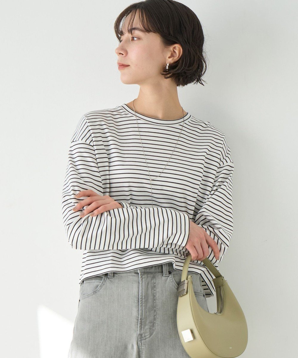 【アンフィーロ 自由区/UNFILO】の【洗える】クロップドTシャツ 人気、トレンドファッション・服の通販 founy(ファニー) 　ファッション　Fashion　レディースファッション　WOMEN　トップス・カットソー　Tops/Tshirt　シャツ/ブラウス　Shirts/Blouses　ロング / Tシャツ　T-Shirts　カットソー　Cut and Sewn　春　Spring　洗える　Washable　カットソー　Cut And Sew　クロップド　Cropped　シンプル　Simple　デニム　Denim　バランス　Balance　プリント　Print　ワイド　Wide　S/S・春夏　Ss・Spring/Summer　再入荷　Restock/Back In Stock/Re Arrival　夏　Summer　エレガント 上品　Elegant　 other-1|ID: prp329100004415423 ipo3291000000031882757