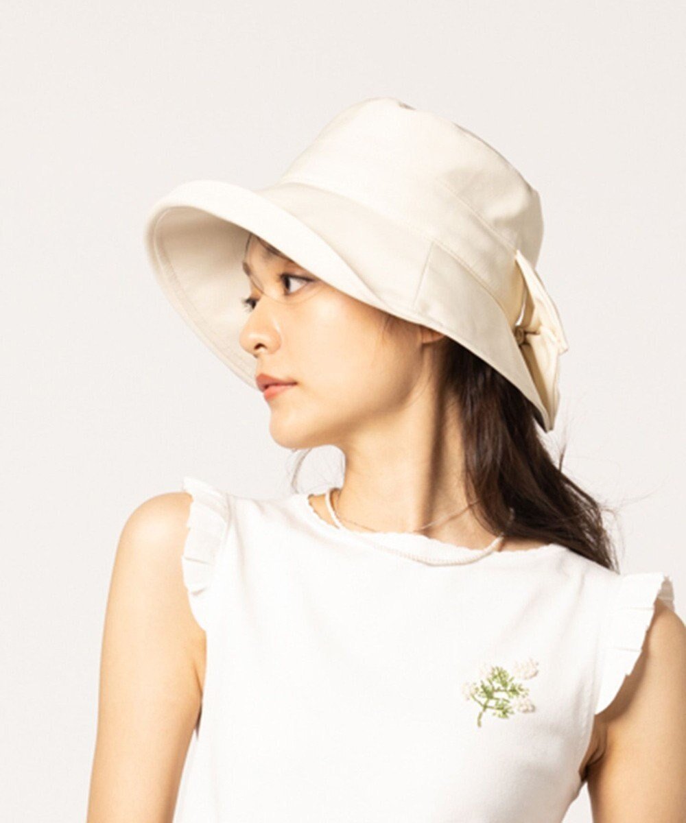 【トッカ/TOCCA】の【UV99%以上カット・吸水速乾・接触冷感・抗菌防臭・洗える・サイズ調整可】EDGE UP RIBBON HAT バケットハット インテリア・キッズ・メンズ・レディースファッション・服の通販 founy(ファニー) 　ファッション　Fashion　レディースファッション　WOMEN　帽子　Hats　洗える　Washable　カッティング　Cutting　吸水　Water Absorption　抗菌　Antibacterial　フェミニン　Feminine　フロント　Front　帽子　Hat　ラップ　Wrap　リボン　Ribbon　S/S・春夏　Ss・Spring/Summer　夏　Summer　エレガント 上品　Elegant　2025年　2025　2025春夏・S/S　Ss,Spring/Summer,2025　オフ系|ID: prp329100004415595 ipo3291000000031451811