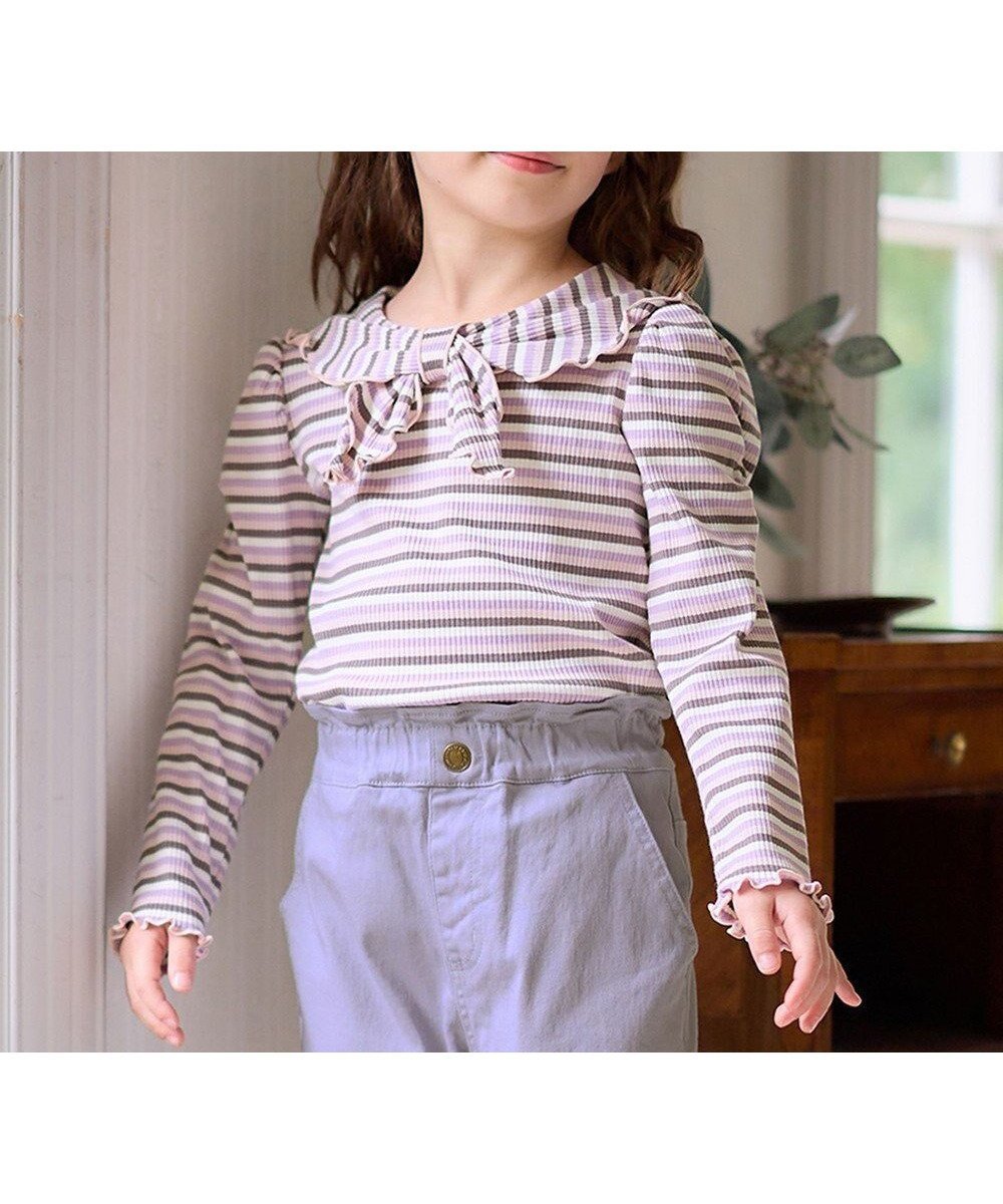 【エニィ/ANY / KIDS】のリボン テレコボーダー Tシャツ 人気、トレンドファッション・服の通販 founy(ファニー) ファッション Fashion キッズファッション Fashion for Kids トップス・カットソー Cut & Sew Tops インナー Innerwear カットソー Cut and Sewn Top ギャザー Gathered, Ruffled テレコ Ribbed, Rib Stitch フリル Frill, Ruffle ボーダー Border, Stripe ポケット Pocket, Pocket Detail リボン Ribbon, Bow A/W・秋冬 Autumn/Winter 羽織 Haori, Light Jacket other-1|ID: prp329100004417312 ipo3291000000034515187