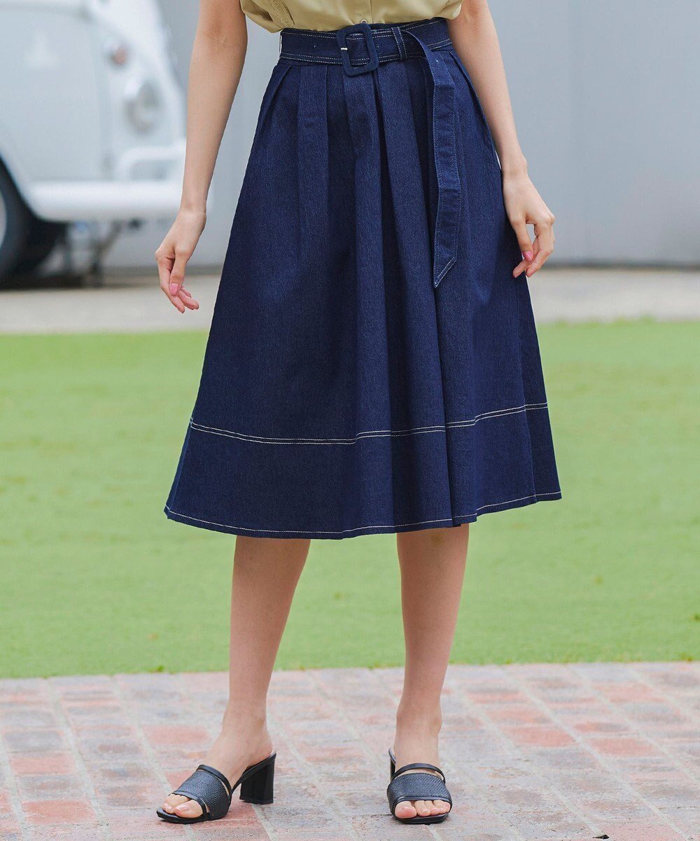 【ティアクラッセ/Tiaclasse】の【洗える】デニムタックフレアスカート インテリア・キッズ・メンズ・レディースファッション・服の通販 founy(ファニー) ファッション Fashion レディースファッション Fashion for Women スカート Skirts デニムスカート・カジュアルスカート Denim Skirts Aライン・フレアスカート A-Line & Flared Skirts カットソー Cut and Sewn Top シンプル Simple, Minimal ストレッチ Stretch, Stretchy Fabric デニム Denim, Jeans Material フレア Flare, Flared エレガント 上品 Elegant 夏 Summer 春 Spring S/S・春夏 SS, Spring/Summer, Warm Season 洗える Machine Washable ネイビー|ID: prp329100004417492 ipo3291000000034211412