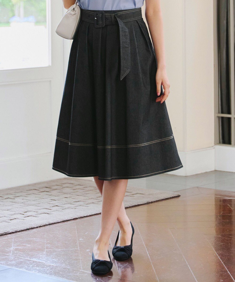 【ティアクラッセ/Tiaclasse】の【洗える】デニムタックフレアスカート インテリア・キッズ・メンズ・レディースファッション・服の通販 founy(ファニー) ファッション Fashion レディースファッション Fashion for Women スカート Skirts デニムスカート・カジュアルスカート Denim Skirts Aライン・フレアスカート A-Line & Flared Skirts カットソー Cut and Sewn Top シンプル Simple, Minimal ストレッチ Stretch, Stretchy Fabric デニム Denim, Jeans Material フレア Flare, Flared エレガント 上品 Elegant 夏 Summer 春 Spring S/S・春夏 SS, Spring/Summer, Warm Season 洗える Machine Washable ブラック|ID: prp329100004417492 ipo3291000000034211413