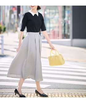 【エニィ スィス/any SiS】の【好印象企画】襟配色ニット×タックスカートセット 人気、トレンドファッション・服の通販 founy(ファニー) ファッション Fashion レディースファッション Fashion for Women セットアップ Matching Sets スカート・ミニ/ミディ/マキシ Skirts / Mini, Midi & Maxi Skirts 春 Spring ジャカード／ジャガード Jacquard, Woven Pattern スリット Slit, Slit Detail セットアップ Set-Up, Coordinated Outfit バランス Balance, Style Balance フレア Flare, Flared ベーシック Basic, Essential S/S・春夏 SS, Spring/Summer, Warm Season おすすめ Recommended / Our Picks 夏 Summer エレガント 上品 Elegant 新作・新入荷 New Arrivals / New In |ID:prp329100004420977