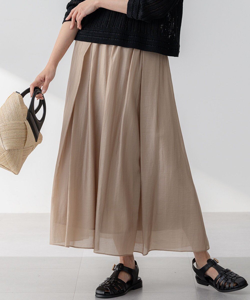 【23区/NIJYUSANKU】の【WEB 一部店舗限定/洗える】ライトシアーミクスチャー スカート インテリア・キッズ・メンズ・レディースファッション・服の通販 founy(ファニー) 　ファッション　Fashion　レディースファッション　Fashion for Women　スカート　Skirts　洗える　Machine Washable　ギャザー　Gathered, Ruffled　シアー　Sheer, See-Through　セットアップ　Set-Up, Coordinated Outfit　トレンド　Trend, Trending Now　A/W・秋冬　Autumn/Winter　S/S・春夏　SS, Spring/Summer, Warm Season　夏　Summer　エレガント 上品　Elegant　2025年　2025　2025春夏・S/S　Spring/Summer 2025 SS25　ベージュ系|ID: prp329100004421173 ipo3291000000036255771