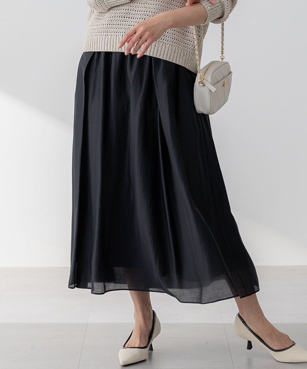 【23区/NIJYUSANKU】の【WEB 一部店舗限定/洗える】ライトシアーミクスチャー スカート インテリア・キッズ・メンズ・レディースファッション・服の通販 founy(ファニー) 　ファッション　Fashion　レディースファッション　Fashion for Women　スカート　Skirts　洗える　Machine Washable　ギャザー　Gathered, Ruffled　シアー　Sheer, See-Through　セットアップ　Set-Up, Coordinated Outfit　トレンド　Trend, Trending Now　A/W・秋冬　Autumn/Winter　S/S・春夏　SS, Spring/Summer, Warm Season　夏　Summer　エレガント 上品　Elegant　2025年　2025　2025春夏・S/S　Spring/Summer 2025 SS25　ブラック系|ID: prp329100004421173 ipo3291000000036255773