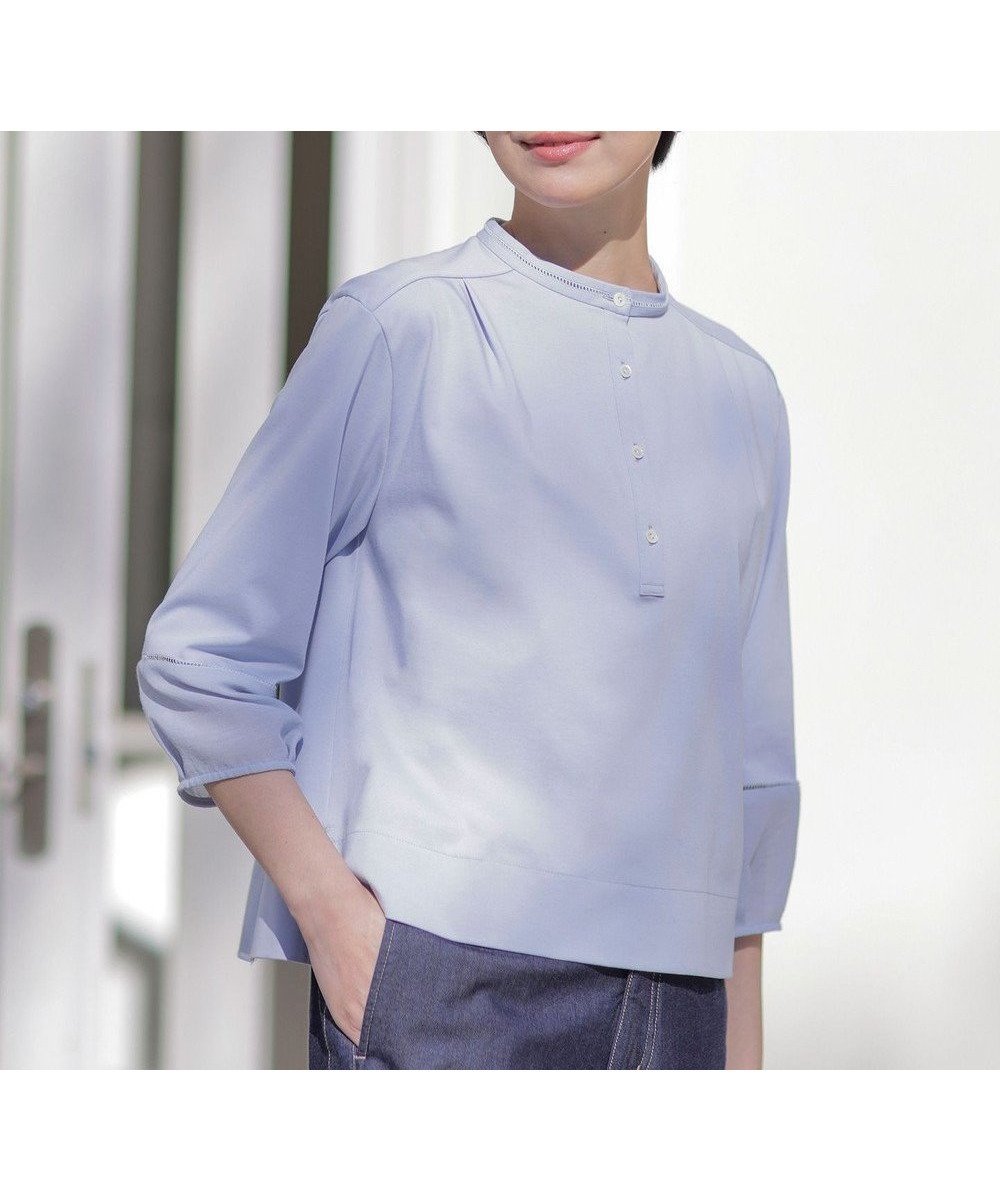 【ジェイ プレス/J.PRESS】の【洗える】プレーティングジャージー バンドカラー カットソー 人気、トレンドファッション・服の通販 founy(ファニー) 　ファッション　Fashion　レディースファッション　Fashion for Women　トップス・カットソー　Cut & Sew Tops　シャツ・ブラウス・オフィスカジュアル　Elegant Blouses & Button-Ups　ロングTシャツ・Tシャツ　Longline T-Shirts & Tees　カットソー・ベーシックTシャツ　Cut-and-Sewn Tops / Stretch Tees & Basics　インナー　Innerwear　春　Spring　洗える　Machine Washable　カットソー　Cut and Sewn Top　シアー　Sheer, See-Through　シルケット　Silket, Silky Cotton　ストレッチ　Stretch, Stretchy Fabric　レース　Lace, Lace Fabric　S/S・春夏　SS, Spring/Summer, Warm Season　夏　Summer　 other-1|ID: prp329100004421296 ipo3291000000032676835