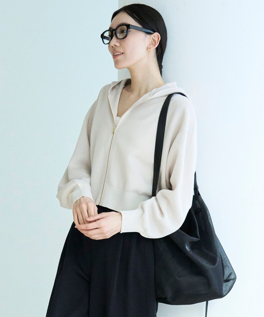【アンフィーロ 自由区/UNFILO】の【抗菌防臭/UVケア】シアーダンボールニット ZIPフーディ インテリア・キッズ・メンズ・レディースファッション・服の通販 founy(ファニー) 　ファッション　Fashion　レディースファッション　Fashion for Women　トップス・カットソー　Cut & Sew Tops　ニット　Knit Tops & Sweaters　ウォッシャブル　Machine Washable　エアリー　Airy Texture　春　Spring　クロップド　Cropped, Short Length　抗菌　Antibacterial, Bacteria-Resistant　シアー　Sheer, See-Through　セーター　Sweater, Knitwear　フォルム　Silhouette, Form　ブルゾン　Blouson, Bomber Jacket　S/S・春夏　SS, Spring/Summer, Warm Season　夏　Summer　ベージュ|ID: prp329100004422232 ipo3291000000032401217