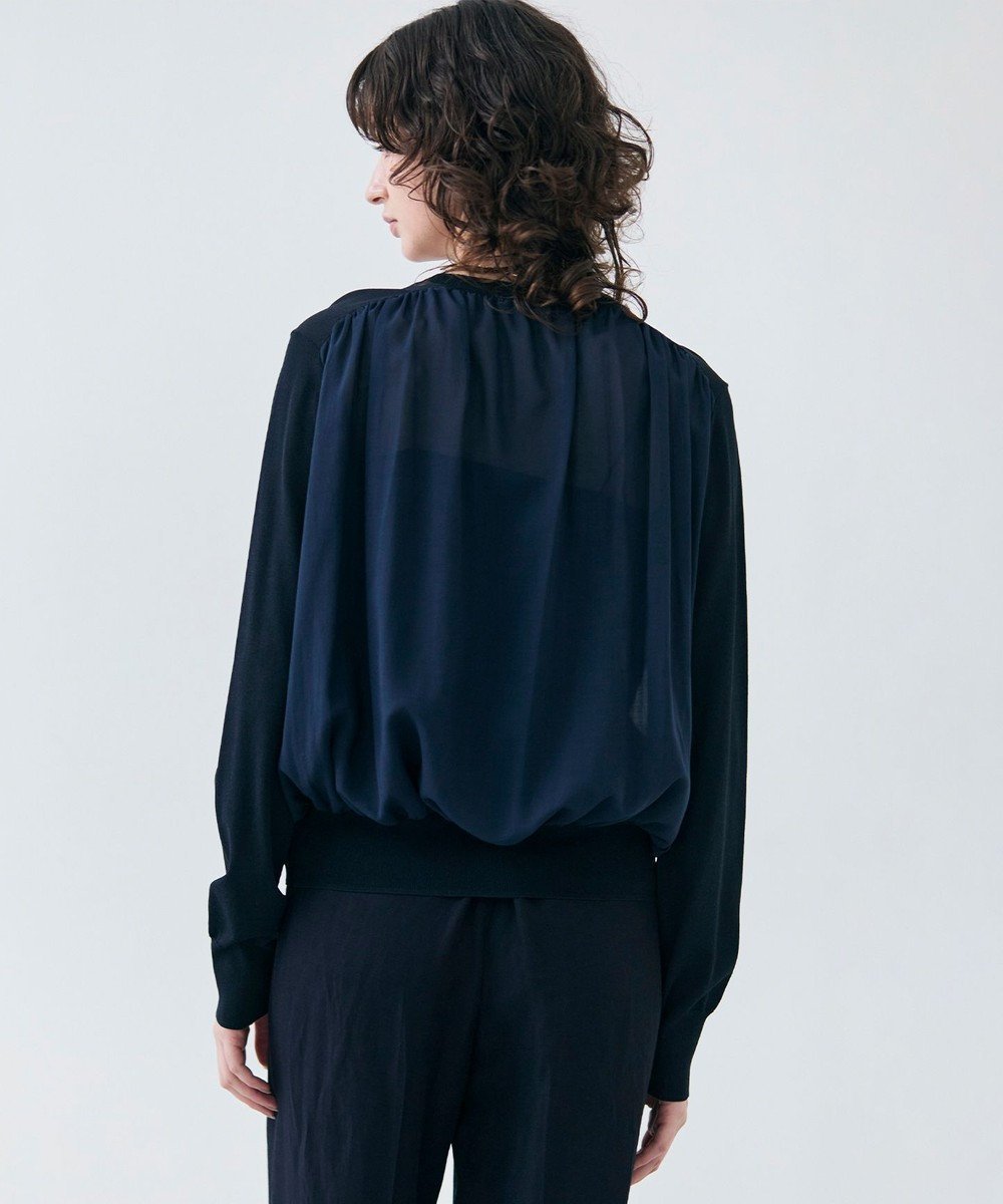 【ベイジ,/BEIGE,】の【洗える】NADIA / バックオーガンジークルーネックカーディガン インテリア・キッズ・メンズ・レディースファッション・服の通販 founy(ファニー) 　ファッション　Fashion　レディースファッション　WOMEN　トップス・カットソー　Tops/Tshirt　ニット　Knit Tops　カーディガン　Cardigans　オーガンジー　Organdy　カーディガン　Cardigan　ギャザー　Gather　コンパクト　Compact　シアー　Sheer　シンプル　Simple　ストレッチ　Stretch　セーター　Sweater　フェミニン　Feminine　マニッシュ　Mannish　ロング　Long　ワイド　Wide　エレガント 上品　Elegant　ビジネス 仕事 通勤　Business　夏　Summer　定番　Standard　春　Spring　S/S・春夏　Ss・Spring/Summer　洗える　Washable　長袖　Long Sleeve　Navy|ID: prp329100004422725 ipo3291000000031766487