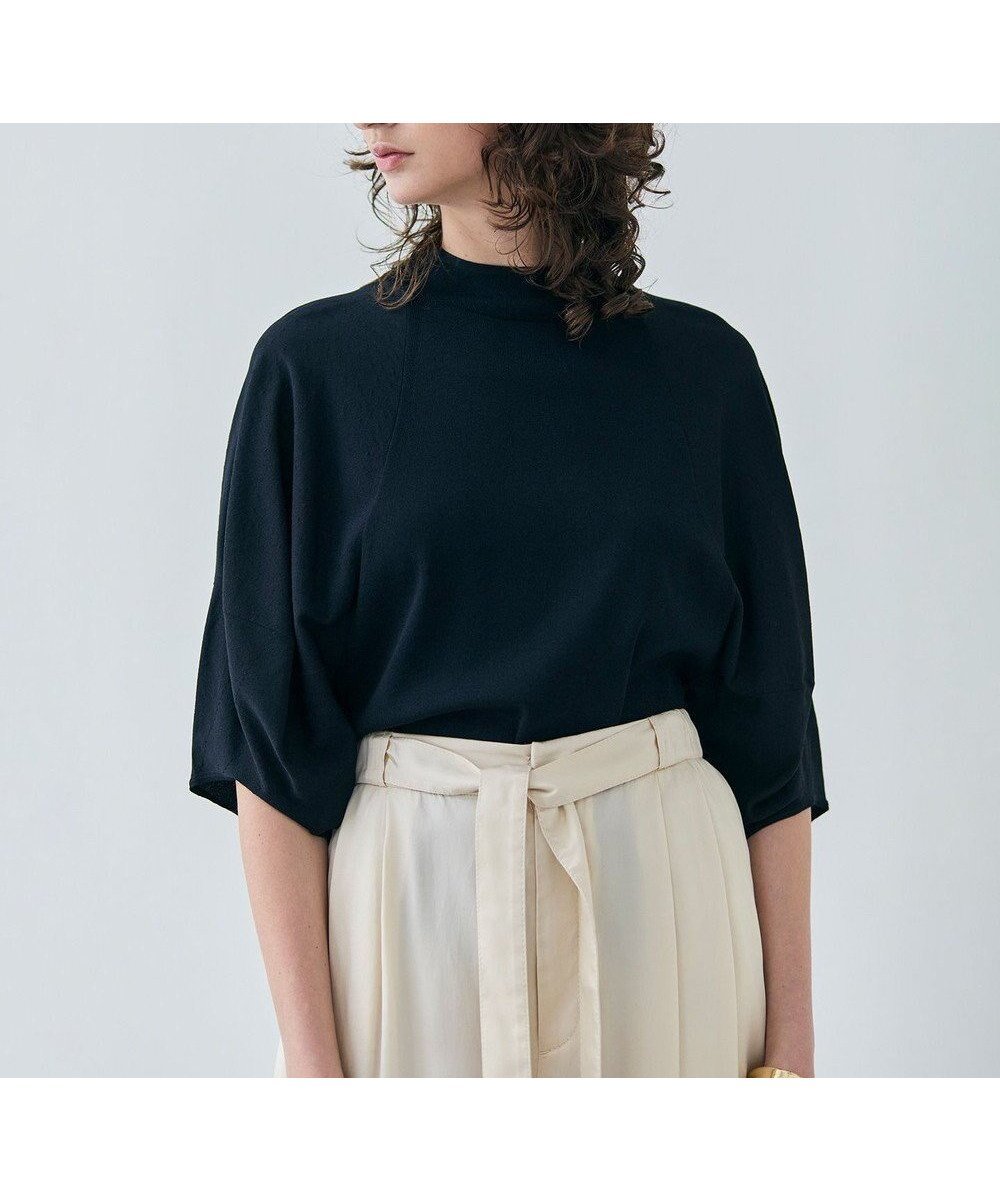 【ベイジ,/BEIGE,】の【洗える】NADIA / ボリュームスリーブ半袖ボトルネックニット インテリア・キッズ・メンズ・レディースファッション・服の通販 founy(ファニー) 　ファッション　Fashion　レディースファッション　WOMEN　トップス・カットソー　Tops/Tshirt　ニット　Knit Tops　ボリュームスリーブ / フリル袖　Volume Sleeve　エレガント 上品　Elegant　ストレッチ　Stretch　スリーブ　Sleeve　セーター　Sweater　タイトスカート　Tight Skirt　フェミニン　Feminine　ボトルネック　Bottleneck　マニッシュ　Mannish　ロング　Long　ワイド　Wide　ビジネス 仕事 通勤　Business　半袖　Short Sleeve　夏　Summer　定番　Standard　春　Spring　S/S・春夏　Ss・Spring/Summer　洗える　Washable　Navy|ID: prp329100004422727 ipo3291000000031931627