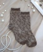 【ティアクラッセ/Tiaclasse】のジャガードフリルソックス モカ|ID: prp329100004423455 ipo3291000000035599740