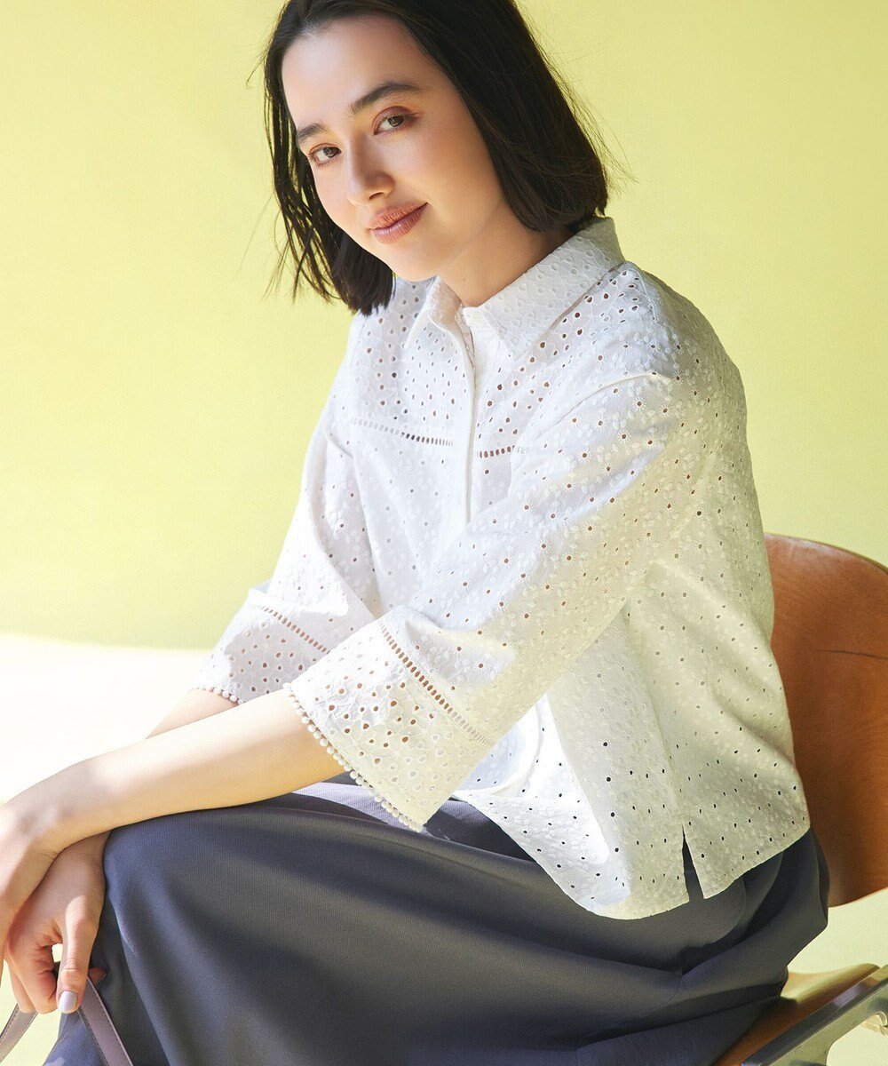 【組曲/KUMIKYOKU】のエンブロイダリーレース襟付 ブラウス 人気、トレンドファッション・服の通販 founy(ファニー) 　ファッション　Fashion　レディースファッション　WOMEN　トップス・カットソー　Tops/Tshirt　シャツ/ブラウス　Shirts/Blouses　アイレット　Eyelet　春　Spring　カフス　Cuffs　サロペット　Overalls　ノースリーブ　No Sleeve　フラワー　Flower　モチーフ　Motif　ヨーク　Yoke　レース　Race　S/S・春夏　Ss・Spring/Summer　夏　Summer　 other-1|ID: prp329100004423572 ipo3291000000031612141