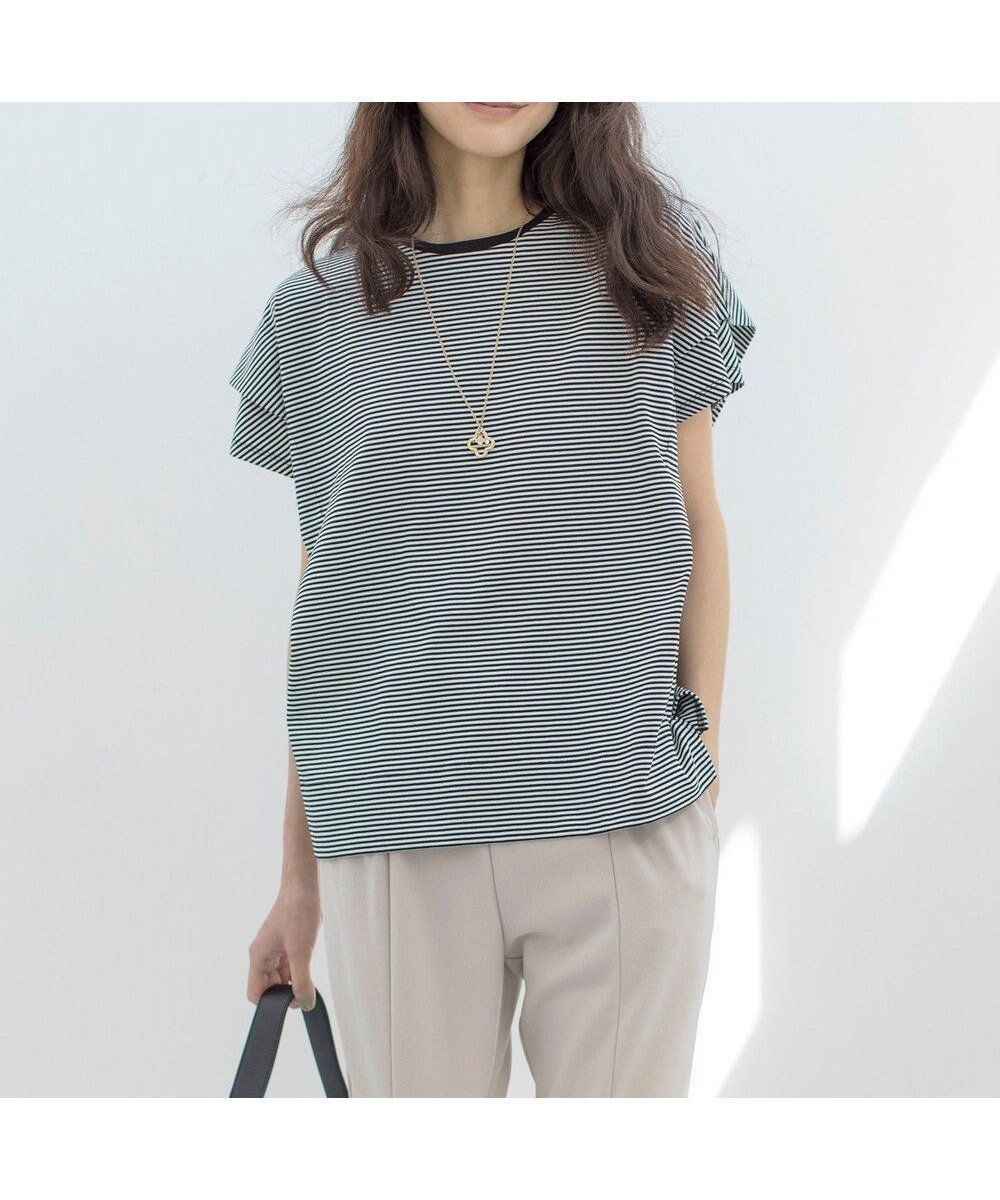 【組曲/KUMIKYOKU】の【UVケア・接触冷感】GIZAコットンドルマンスリーブ Tシャツ インテリア・キッズ・メンズ・レディースファッション・服の通販 founy(ファニー) 　ファッション　Fashion　レディースファッション　WOMEN　トップス・カットソー　Tops/Tshirt　シャツ/ブラウス　Shirts/Blouses　ロング / Tシャツ　T-Shirts　カットソー　Cut and Sewn　春　Spring　カットソー　Cut And Sew　吸水　Water Absorption　スリット　Slit　S/S・春夏　Ss・Spring/Summer　再入荷　Restock/Back In Stock/Re Arrival　夏　Summer　エレガント 上品　Elegant　モノトーンストライプ系1|ID: prp329100004423669 ipo3291000000030890555