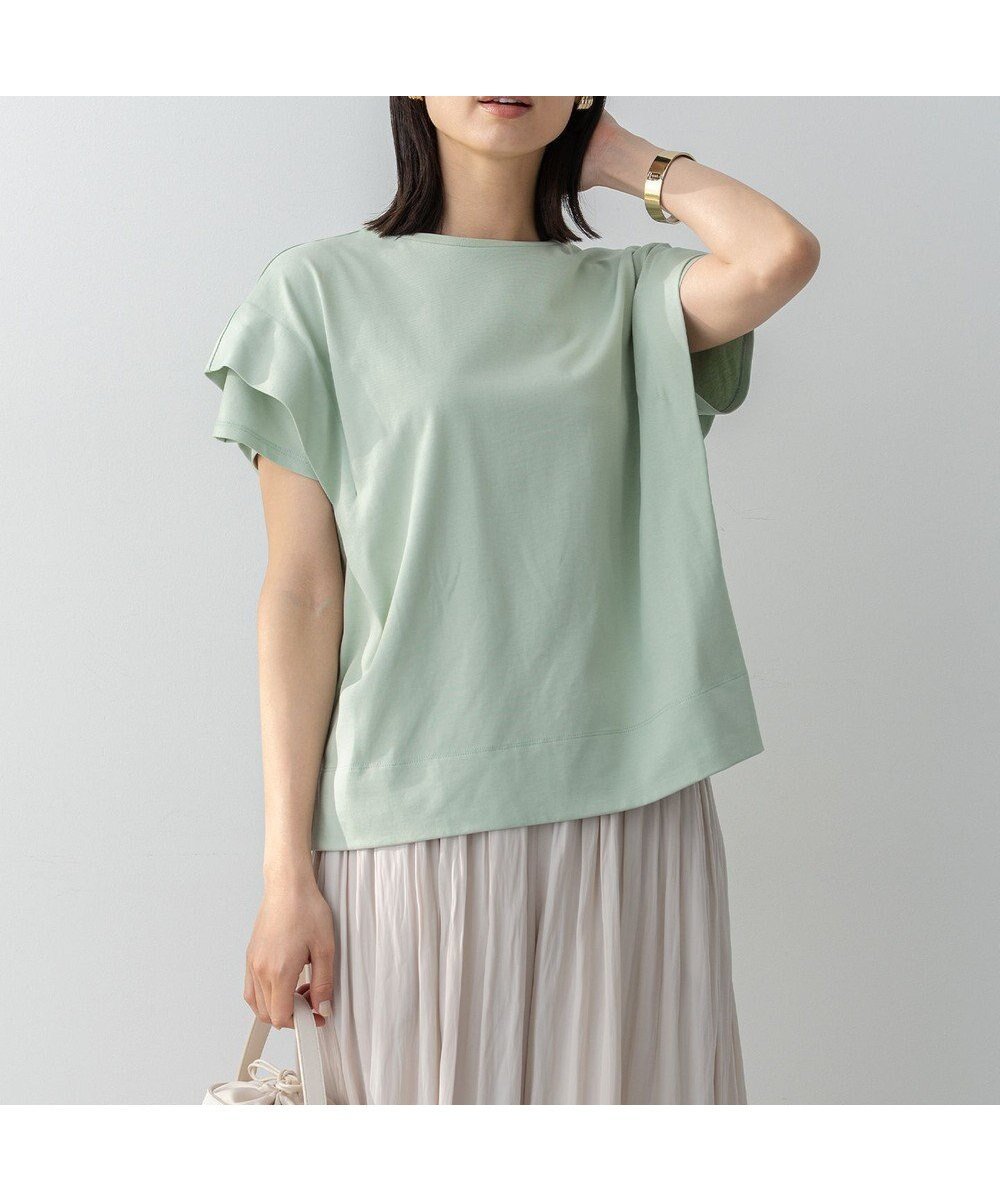 【組曲/KUMIKYOKU】の【UVケア・接触冷感】GIZAコットンドルマンスリーブ Tシャツ インテリア・キッズ・メンズ・レディースファッション・服の通販 founy(ファニー) 　ファッション　Fashion　レディースファッション　WOMEN　トップス・カットソー　Tops/Tshirt　シャツ/ブラウス　Shirts/Blouses　ロング / Tシャツ　T-Shirts　カットソー　Cut and Sewn　春　Spring　カットソー　Cut And Sew　吸水　Water Absorption　スリット　Slit　S/S・春夏　Ss・Spring/Summer　再入荷　Restock/Back In Stock/Re Arrival　夏　Summer　エレガント 上品　Elegant　ミント系|ID: prp329100004423669 ipo3291000000030946151
