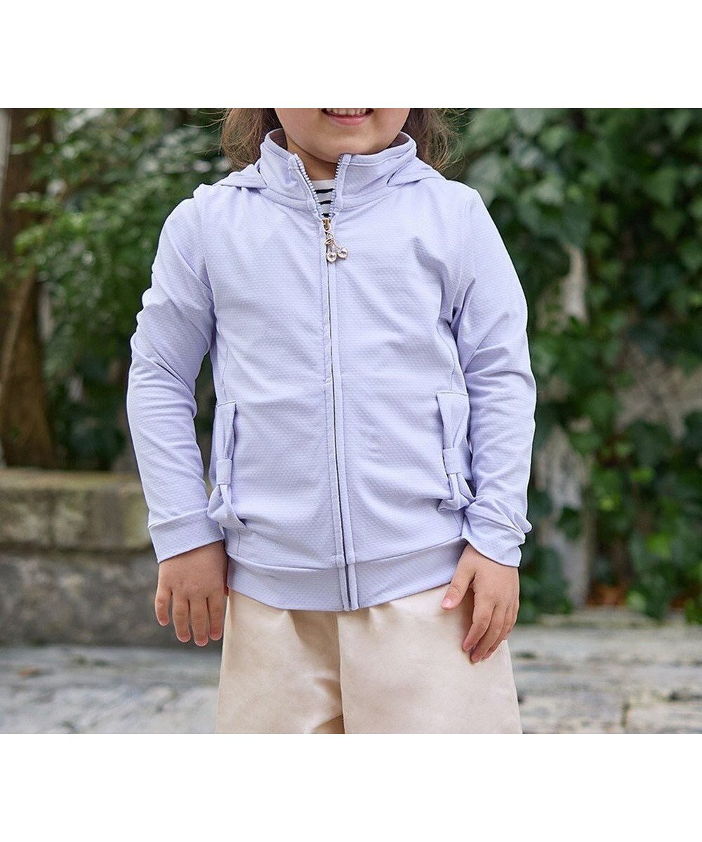【エニファム/any FAM / KIDS】のUVカット リボンパーカー インテリア・キッズ・メンズ・レディースファッション・服の通販 founy(ファニー) 　ファッション　Fashion　キッズファッション　KIDS　アウター　Coat Outerwear /Kids　おすすめ　Recommend　ジャケット　Jacket　チャーム　Charm　パーカー　Hoodie　ポケット　Pocket　リボン　Ribbon　夏　Summer　春　Spring　S/S・春夏　Ss・Spring/Summer　洗える　Washable　サックスブルー|ID: prp329100004425764 ipo3291000000031104458