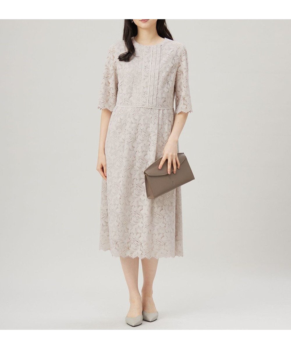 【自由区/JIYU-KU】の【洗える】フルールコードレース ワンピース インテリア・キッズ・メンズ・レディースファッション・服の通販 founy(ファニー) 　ファッション　Fashion　レディースファッション　Fashion for Women　ワンピース　Dresses　グログラン　Grosgrain, Grosgrain Ribbon　パイピング　Piping, Trim Design　モチーフ　Motif, Design Theme　ラッセル　Raschel, Raschel Lace　レース　Lace, Lace Fabric　エレガント 上品　Elegant　夏　Summer　春　Spring　S/S・春夏　SS, Spring/Summer, Warm Season　洗える　Machine Washable　無地　Plain, Solid Color　[WEB限定]ベージュ|ID: prp329100004425848 ipo3291000000033564429