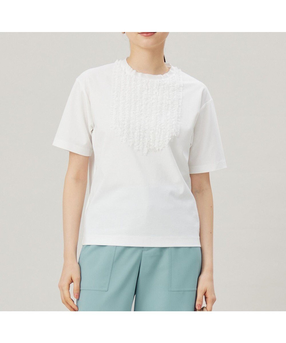 【自由区/JIYU-KU】の【接触冷感・UVカット・洗える】ベビーフリル Tシャツ インテリア・キッズ・メンズ・レディースファッション・服の通販 founy(ファニー) 　ファッション　Fashion　レディースファッション　WOMEN　トップス・カットソー　Tops/Tshirt　シャツ/ブラウス　Shirts/Blouses　ロング / Tシャツ　T-Shirts　カットソー　Cut and Sewn　カットソー　Cut And Sew　ギャザー　Gather　ジャージ　Jersey　ストレッチ　Stretch　ドレープ　Drape　フェミニン　Feminine　フリル　Frills　フロント　Front　ベビー　Baby　エレガント 上品　Elegant　夏　Summer　春　Spring　S/S・春夏　Ss・Spring/Summer　洗える　Washable　オフ|ID: prp329100004425958 ipo3291000000031927827
