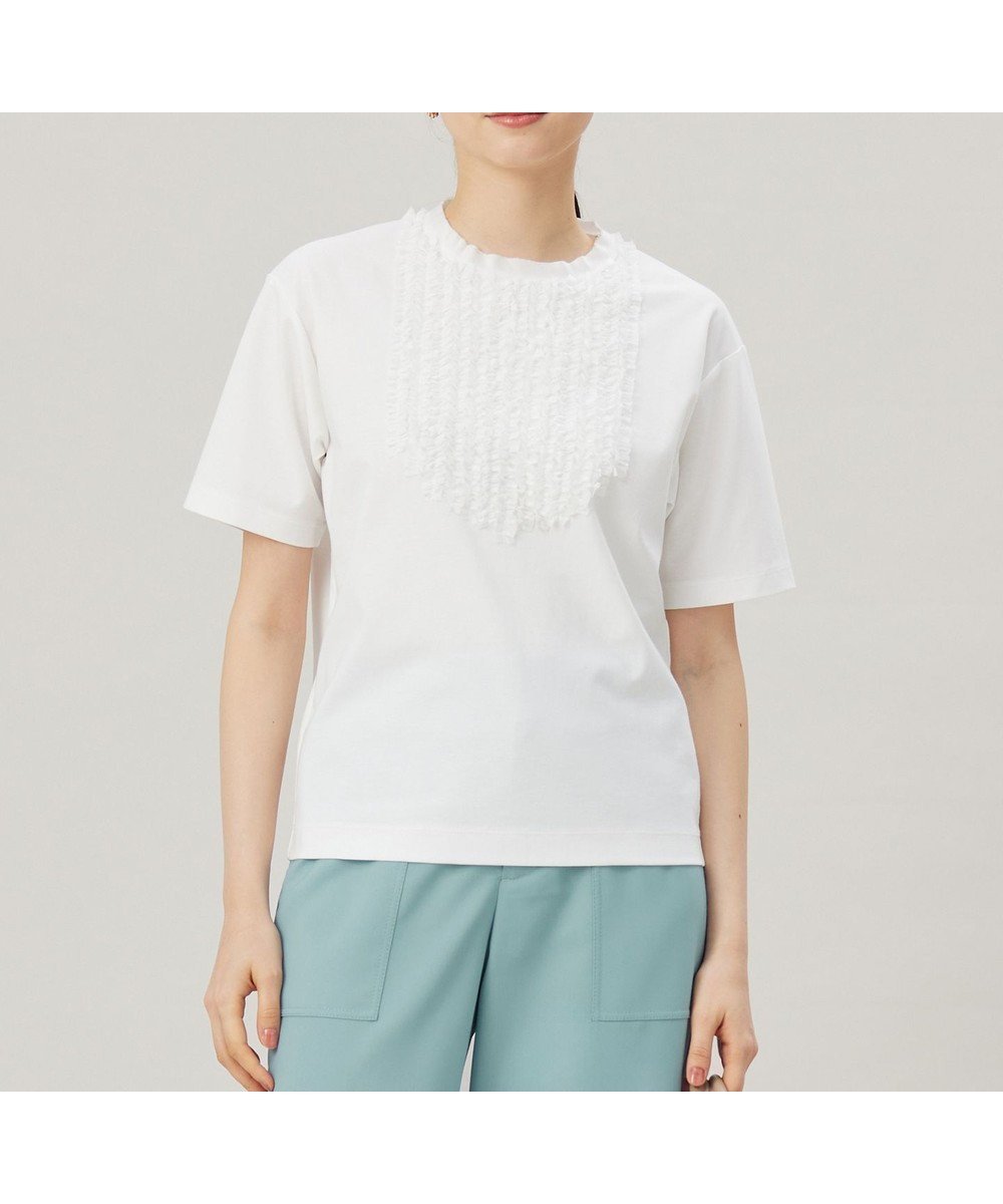 【自由区/JIYU-KU】の【接触冷感・UVカット・洗える】ベビーフリル Tシャツ インテリア・キッズ・メンズ・レディースファッション・服の通販 founy(ファニー) 　ファッション　Fashion　レディースファッション　Ladies' Fashion Online　トップス・カットソー　Tops/Tshirt　シャツ/ブラウス　Shirts/Blouses　ロング / Tシャツ　T-Shirts　カットソー　Cut and Sewn　カットソー　Cut And Sew　ギャザー　Gather　ジャージ　Jersey　ストレッチ　Stretch　ドレープ　Drape　フェミニン　Feminine　フリル　Frills　フロント　Front　ベビー　Baby　エレガント 上品　Elegant　夏　Summer　春　Spring　S/S・春夏　Ss・Spring/Summer　洗える　Washable　オフ|ID: prp329100004425958 ipo3291000000032652055