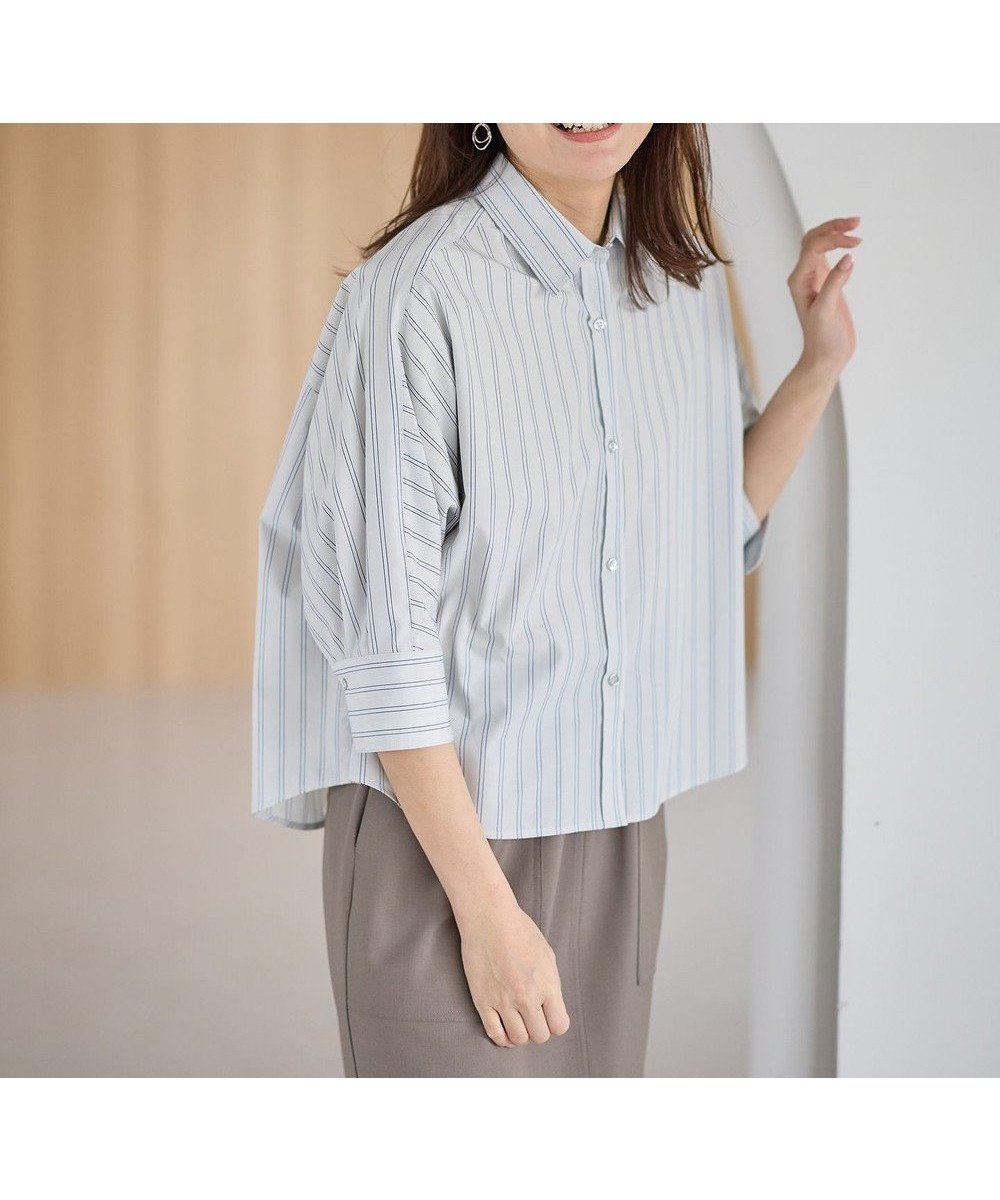 【エニー/ANY】の【UVカット/抗菌防臭/速乾/手洗い可】エニィファンクション ストライプドルマンシャツ インテリア・キッズ・メンズ・レディースファッション・服の通販 founy(ファニー) 　ファッション　Fashion　レディースファッション　Fashion for Women　トップス・カットソー　Cut & Sew Tops　シャツ・ブラウス・オフィスカジュアル　Elegant Blouses & Button-Ups　インナー　Innerwear　スウェット / スエット　Sweatshirt, Sweatwear　人気　Popular, Best Seller　夏　Summer　抗菌　Antibacterial, Bacteria-Resistant　春　Spring　S/S・春夏　SS, Spring/Summer, Warm Season　ブルーストライプ|ID: prp329100004426322 ipo3291000000033713739