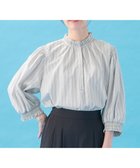 【エニィファム/any FAM】の【接触冷感/UVカット/抗菌防臭/速乾】エニイファンクション シャーリングブラウス ブルーストライプ|ID: prp329100004426571 ipo3291000000032645932