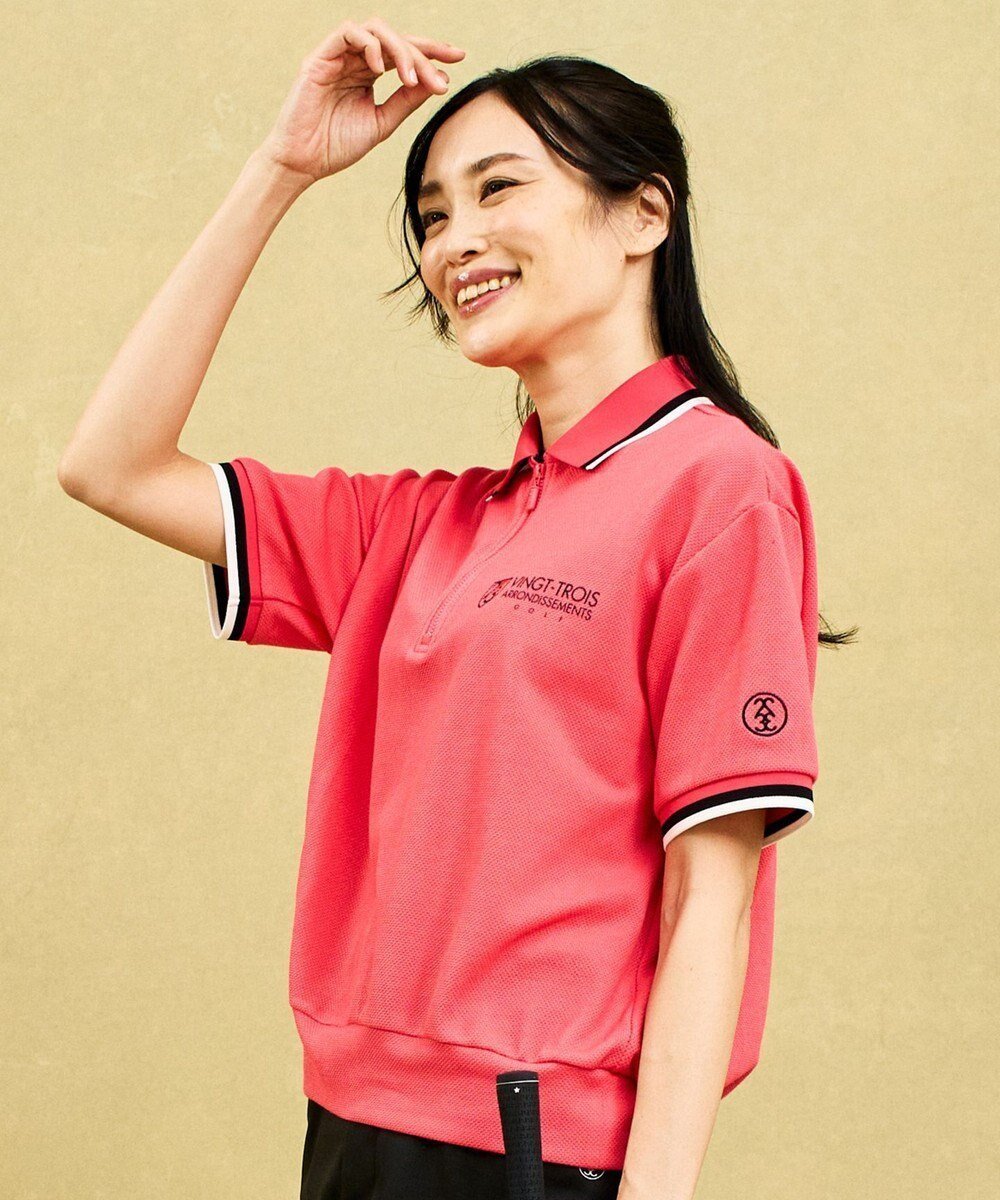 【23区 ゴルフ/NIJYUSANKU GOLF】の【WOMEN】【吸水速乾/UVケア】トレンド感のあるゆったりシルエットが新鮮!4色から選べるゴルフポロシャツ インテリア・キッズ・メンズ・レディースファッション・服の通販 founy(ファニー) 　ファッション　Fashion　レディースファッション　WOMEN　トップス・カットソー　Tops/Tshirt　シャツ/ブラウス　Shirts/Blouses　ポロシャツ　Polo Shirts　イエロー　Yellow　春　Spring　吸水　Water Absorption　サークル　Circle　ショーツ　Shorts　スタイリッシュ　Stylish　トレンド　Trend　フィット　Fit　フロント　Front　ポロシャツ　Polo Shirt　S/S・春夏　Ss・Spring/Summer　おすすめ　Recommend　夏　Summer　エレガント 上品　Elegant　ゴルフ　Golf　ピンク系|ID: prp329100004426573 ipo3291000000030938120