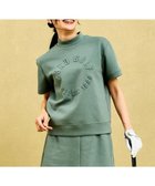 【23区 ゴルフ/NIJYUSANKU GOLF】の【WOMEN】【吸水速乾/UVケア】長めの半袖丈でトレンドのモードスタイル!スウェットモックネック スモーキーグリーン系|ID: prp329100004426575 ipo3291000000030909296