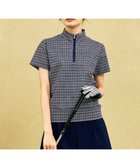 【23区 ゴルフ/NIJYUSANKU GOLF】の【WOMEN】【吸水速乾/UVケア】エレガントで新鮮なモノグラム柄 ハーフジップカットソー 一枚でコーデが華やかに◎ ネイビー系5|ID: prp329100004426576 ipo3291000000033076809