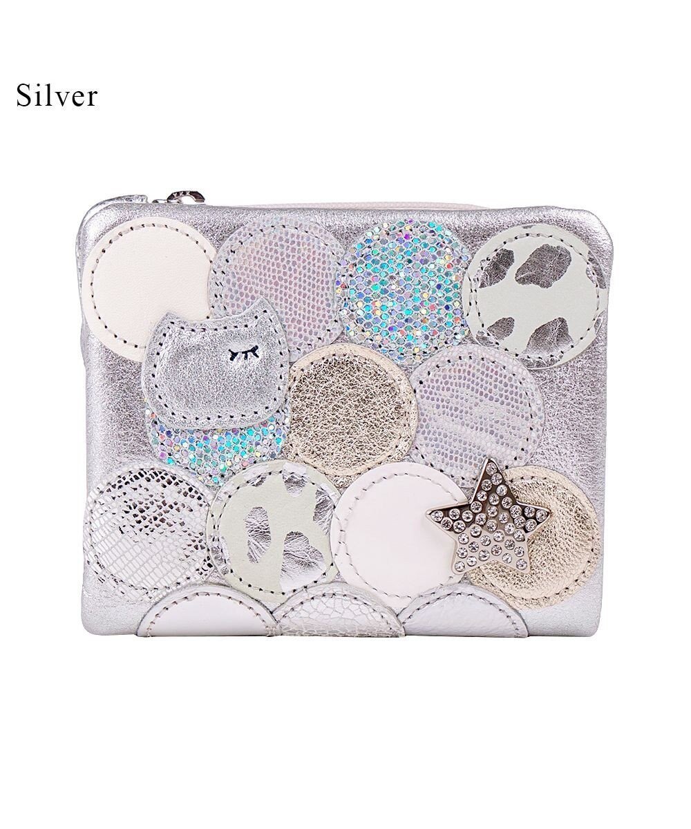 【ツモリチサト キャリー/tsumori chisato CARRY】の新マルチドット 折り財布 2つ折り ミニ財布【キラキラでかわいい!本革のやわらかな風合い】 インテリア・キッズ・メンズ・レディースファッション・服の通販 founy(ファニー) 　ファッション　Fashion　レディースファッション　WOMEN　財布　Wallets　エナメル　Enamel　ドット　Dot　ネコ　Cat　パッチワーク　Patchwork　ビジュー　Bijou　プリント　Print　人気　Popularity　定番　Standard　財布　Wallet　シルバー|ID: prp329100004427450 ipo3291000000031767586