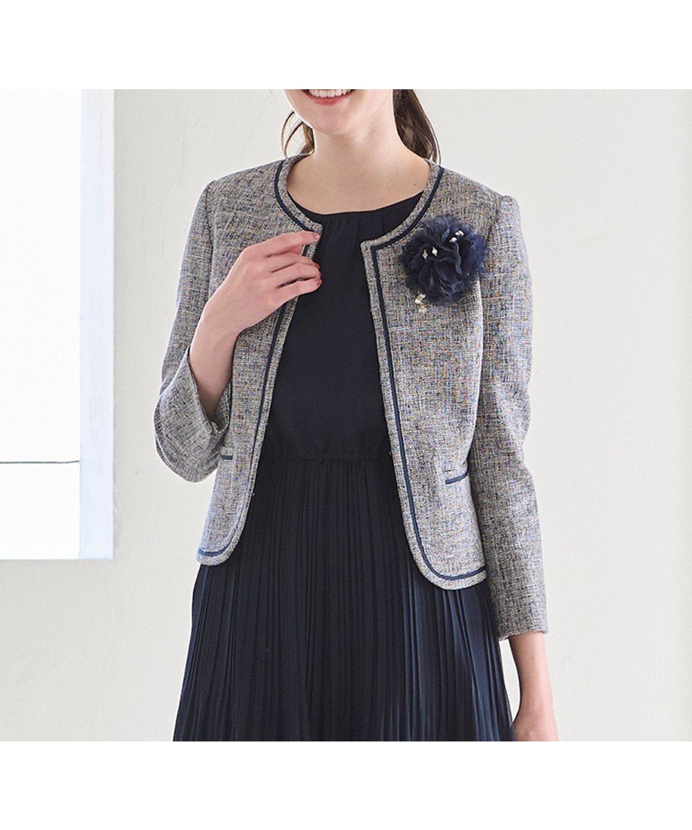 【エニィ スィス/any SiS】のミニライトボーダー ジャケット インテリア・キッズ・メンズ・レディースファッション・服の通販 founy(ファニー) 　ファッション　Fashion　レディースファッション　WOMEN　アウター　Coat Outerwear　ジャケット　Jackets　ノーカラージャケット　No Collar Leather Jackets　エレガント 上品　Elegant　シンプル　Simple　ジャケット　Jacket　スリット　Slit　セレモニー　Ceremony　ダウン　Down　ツイード　Tweed　ミックス　Mix　夏　Summer　S/S・春夏　Ss・Spring/Summer　A/W・秋冬　Aw・Autumn/Winter・Fw・Fall-Winter　ビジネス 仕事 通勤　Business　シャンブレーネイビー|ID: prp329100004427584 ipo3291000000031969856