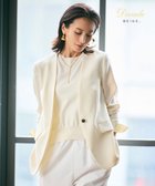 【ベイジ,/BEIGE,】の【洗える】CAROLE / リネンライクノーカラーハーフ丈ジャケット Ecru|ID: prp329100004428084 ipo3291000000032514099