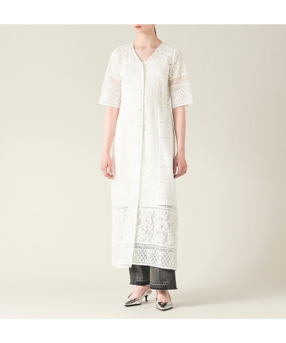 【グレース コンチネンタル/GRACE CONTINENTAL】のコンビレースVネックワンピース 人気、トレンドファッション・服の通販 founy(ファニー) 　ファッション　Fashion　レディースファッション　WOMEN　ワンピース　Dress　おすすめ　Recommend　カーディガン　Cardigan　コンビ　Combination　デニム　Denim　フェミニン　Feminine　リラックス　Relax　レース　Race　ロング　Long　夏　Summer　S/S・春夏　Ss・Spring/Summer　A/W・秋冬　Aw・Autumn/Winter・Fw・Fall-Winter　 other-1|ID: prp329100004428844 ipo3291000000031950881
