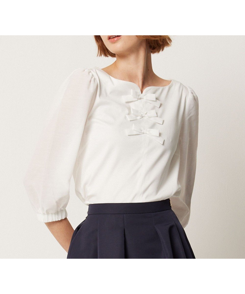 【トッカ/TOCCA】の【洗える】LITTLE BOW トップス インテリア・キッズ・メンズ・レディースファッション・服の通販 founy(ファニー) 　ファッション　Fashion　レディースファッション　WOMEN　トップス・カットソー　Tops/Tshirt　シャツ/ブラウス　Shirts/Blouses　ロング / Tシャツ　T-Shirts　カットソー　Cut and Sewn　2024年　2024　2024春夏・S/S　Ss,Spring/Summer,2024　カットソー　Cut And Sew　夏　Summer　春　Spring　S/S・春夏　Ss・Spring/Summer　洗える　Washable　オフ系|ID: prp329100004428869 ipo3291000000031930089