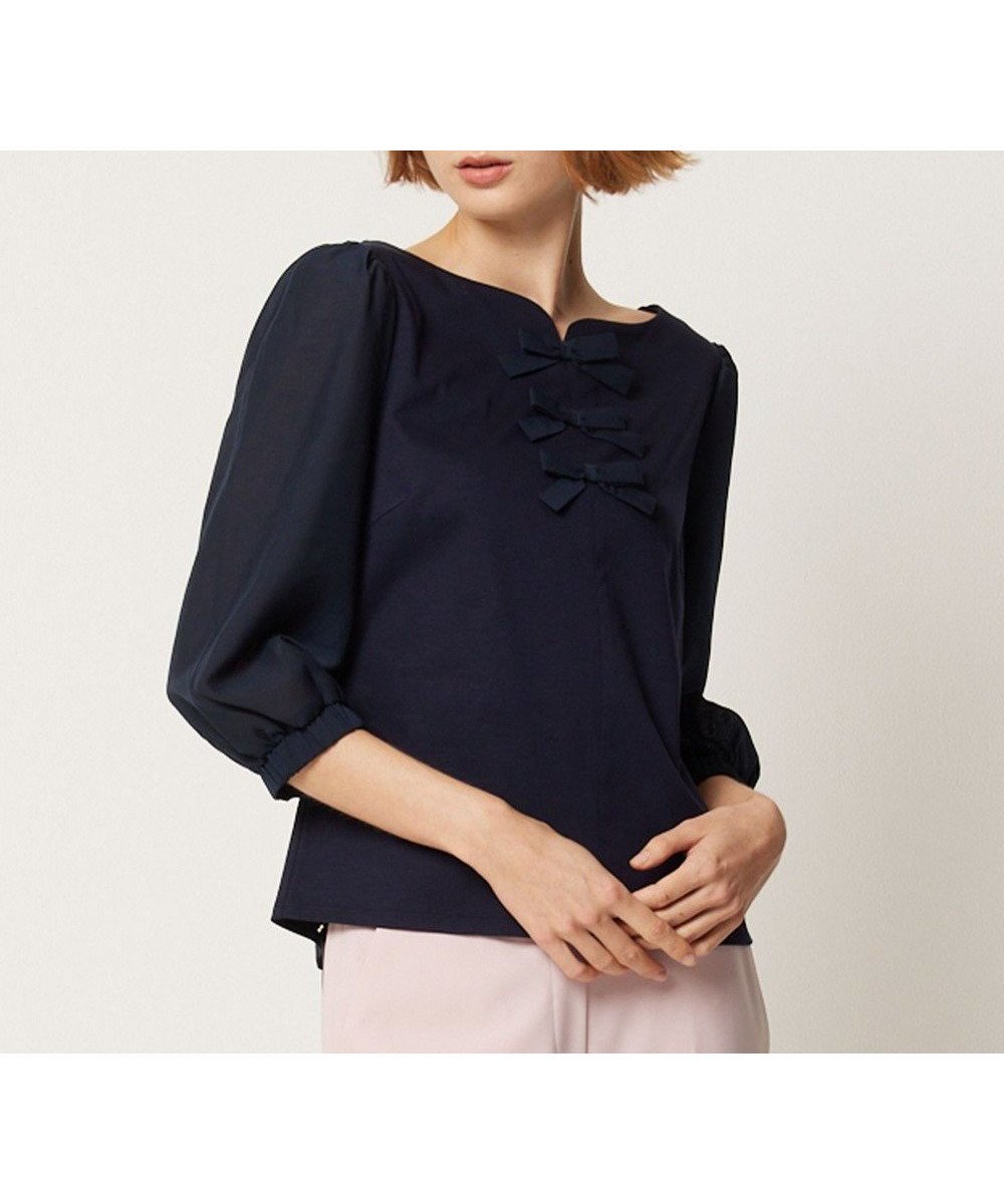 【トッカ/TOCCA】の【洗える】LITTLE BOW トップス インテリア・キッズ・メンズ・レディースファッション・服の通販 founy(ファニー) 　ファッション　Fashion　レディースファッション　WOMEN　トップス・カットソー　Tops/Tshirt　シャツ/ブラウス　Shirts/Blouses　ロング / Tシャツ　T-Shirts　カットソー　Cut and Sewn　2024年　2024　2024春夏・S/S　Ss,Spring/Summer,2024　カットソー　Cut And Sew　夏　Summer　春　Spring　S/S・春夏　Ss・Spring/Summer　洗える　Washable　ネイビー系|ID: prp329100004428869 ipo3291000000031930090