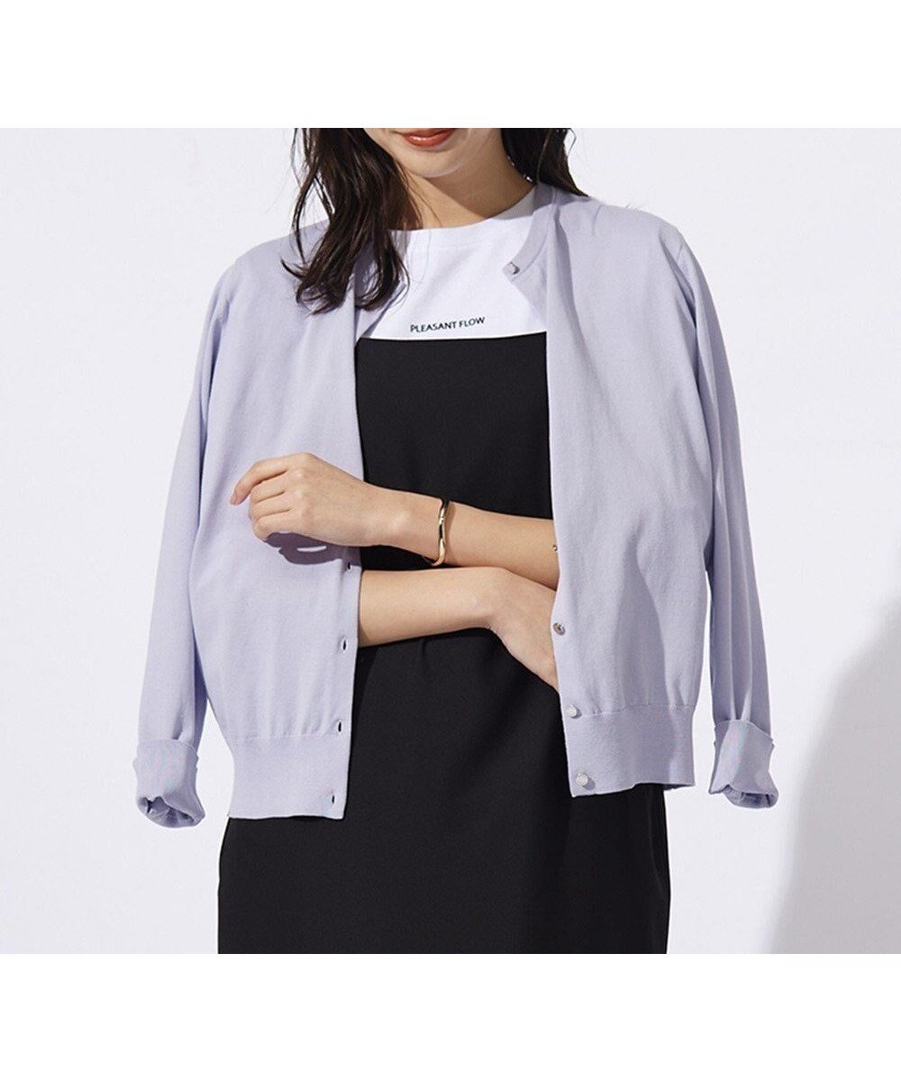 【ジェイ プレス/J.PRESS】の【洗える】BASIC HT-COTTON クルーネック カーディガン インテリア・キッズ・メンズ・レディースファッション・服の通販 founy(ファニー) 　ファッション　Fashion　レディースファッション　WOMEN　トップス・カットソー　Tops/Tshirt　カーディガン　Cardigans　イタリア　Italy　インド　India　春　Spring　洗える　Washable　カーディガン　Cardigan　ベーシック　Basic　ボーダー　Border　メタル　Metal　無地　Plain Color　ラベンダー　Lavender　S/S・春夏　Ss・Spring/Summer　おすすめ　Recommend　夏　Summer　ラベンダー系|ID: prp329100004429189 ipo3291000000031122141