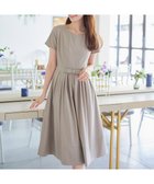 【ティアクラッセ/Tiaclasse】の【洗える】半袖リボンギャザーフレアワンピース グレージュ|ID: prp329100004429279 ipo3291000000031971924