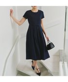【ティアクラッセ/Tiaclasse】の【洗える】半袖リボンギャザーフレアワンピース ネイビー|ID: prp329100004429279 ipo3291000000031971926