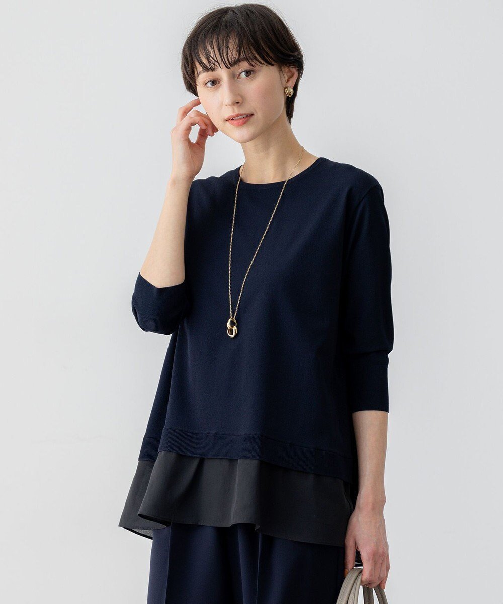 【23区/NIJYUSANKU】の【洗える】レーヨンポリエステルストレッチ シャツコンビ ニット インテリア・キッズ・メンズ・レディースファッション・服の通販 founy(ファニー) ファッション Fashion レディースファッション Fashion for Women トップス・カットソー Cut & Sew Tops ニット Knit Tops & Sweaters シャツ・ブラウス・オフィスカジュアル Elegant Blouses & Button-Ups 春 Spring 洗える Machine Washable 秋 Autumn コンビ Combo, Combination Style ストレッチ Stretch, Stretchy Fabric セーター Sweater, Knitwear ドッキング Docking, Mixed Material 定番 Standard, Basic Item 人気 Popular, Best Seller S/S・春夏 SS, Spring/Summer, Warm Season 夏 Summer エレガント 上品 Elegant 2025年 2025 2025春夏・S/S Spring/Summer 2025 SS25 ネイビー系|ID: prp329100004429818 ipo3291000000034674653