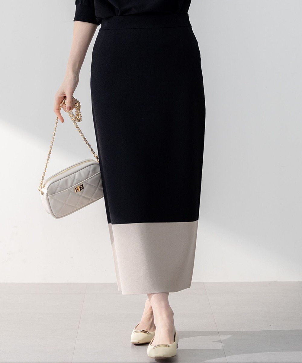 【23区/NIJYUSANKU】の【WEB 一部店舗限定/洗える】レーヨンポリエステルストレッチ タイト スカート インテリア・キッズ・メンズ・レディースファッション・服の通販 founy(ファニー) 　ファッション　Fashion　レディースファッション　Fashion for Women　スカート　Skirts　春　Spring　洗える　Machine Washable　シンプル　Simple, Minimal　ストレッチ　Stretch, Stretchy Fabric　セットアップ　Set-Up, Coordinated Outfit　タイトスカート　Pencil Skirt, Tight Skirt　定番　Standard, Basic Item　人気　Popular, Best Seller　ブロック　Block, Solid Block Pattern　ベーシック　Basic, Essential　無地　Plain, Solid Color　レギュラー　Regular, Standard Fit　S/S・春夏　SS, Spring/Summer, Warm Season　おすすめ　Recommended / Our Picks　夏　Summer　エレガント 上品　Elegant　2025年　2025　2025春夏・S/S　Spring/Summer 2025 SS25　ブラック×ベージュ|ID: prp329100004429823 ipo3291000000034244632