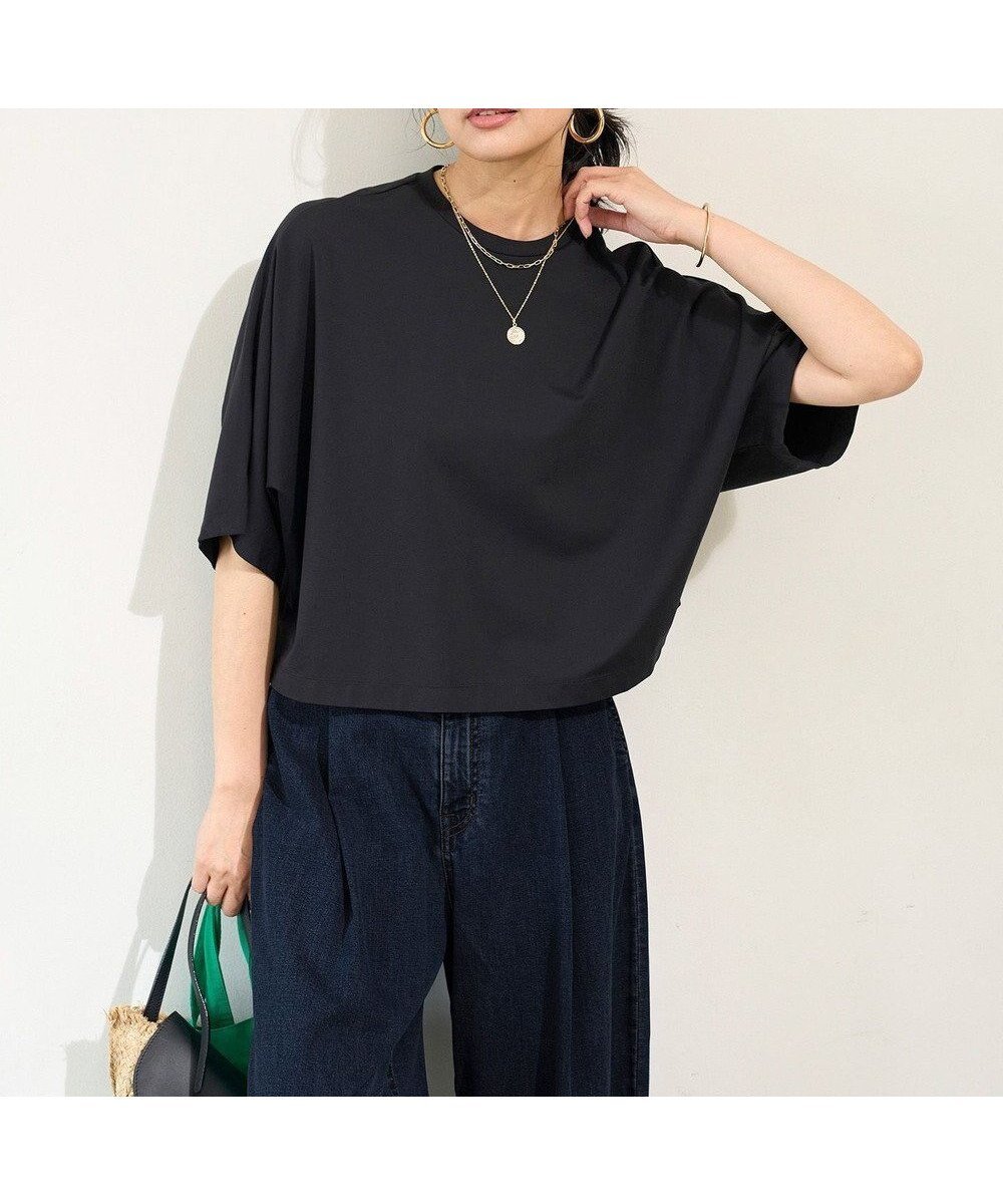 【アンフィーロ 自由区/UNFILO】の【ストレッチ/UVケア】BEAUTY FORM-T ドルマンTシャツ インテリア・キッズ・メンズ・レディースファッション・服の通販 founy(ファニー) 　ファッション　Fashion　レディースファッション　Fashion for Women　トップス・カットソー　Cut & Sew Tops　シャツ・ブラウス・オフィスカジュアル　Elegant Blouses & Button-Ups　ロングTシャツ・Tシャツ　Longline T-Shirts & Tees　カットソー・ベーシックTシャツ　Cut-and-Sewn Tops / Stretch Tees & Basics　春　Spring　洗える　Machine Washable　カットソー　Cut and Sewn Top　クロップド　Cropped, Short Length　ストレッチ　Stretch, Stretchy Fabric　トレンド　Trend, Trending Now　フォルム　Silhouette, Form　ワイド　Wide, Wide Fit　S/S・春夏　SS, Spring/Summer, Warm Season　夏　Summer　ネイビー|ID: prp329100004429871 ipo3291000000032372897