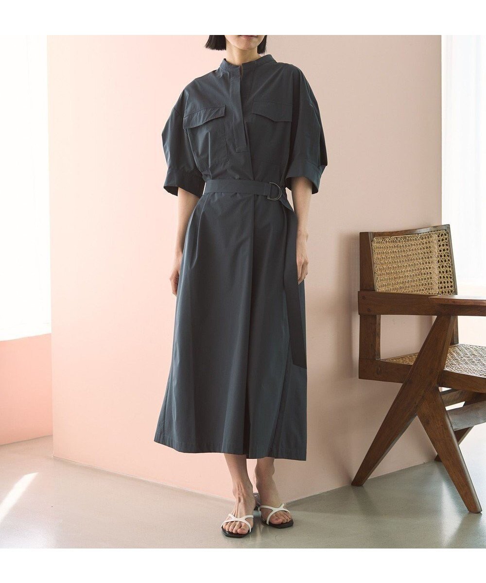 【アンフィーロ 自由区/UNFILO】のFINE MOVE サッシュワンピース インテリア・キッズ・メンズ・レディースファッション・服の通販 founy(ファニー) 　ファッション　Fashion　レディースファッション　Fashion for Women　ワンピース　Dresses　春　Spring　洗える　Machine Washable　軽量　Lightweight, Ultra Light　ストレッチ　Stretch, Stretchy Fabric　スリーブ　Sleeve, Long Sleeve / Short Sleeve　タフタ　Taffeta, Structured Fabric　トレンド　Trend, Trending Now　ペチコート　Petticoat, Underskirt　リラックス　Relax, Relaxed Fit　S/S・春夏　SS, Spring/Summer, Warm Season　夏　Summer　[WEB限定]チャコール|ID: prp329100004429876 ipo3291000000035724492