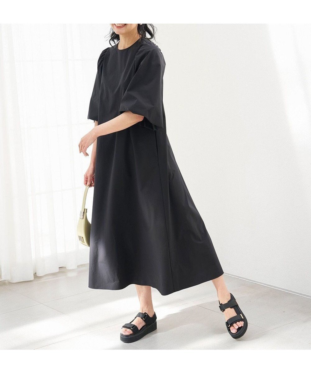 【アンフィーロ 自由区/UNFILO】の【UVケア/撥水】FINE MOVE ボリュームスリーブ ワンピース インテリア・キッズ・メンズ・レディースファッション・服の通販 founy(ファニー)  ファッション Fashion レディースファッション Fashion for Women ワンピース Dresses 春 Spring 洗える Machine Washable 軽量 Lightweight, Ultra Light ストレッチ Stretch, Stretchy Fabric スリーブ Sleeve, Long Sleeve / Short Sleeve タフタ Taffeta, Structured Fabric ペチコート Petticoat, Underskirt S/S・春夏 SS, Spring/Summer, Warm Season 夏 Summer ブラック|ID: prp329100004429880 ipo3291000000034295834