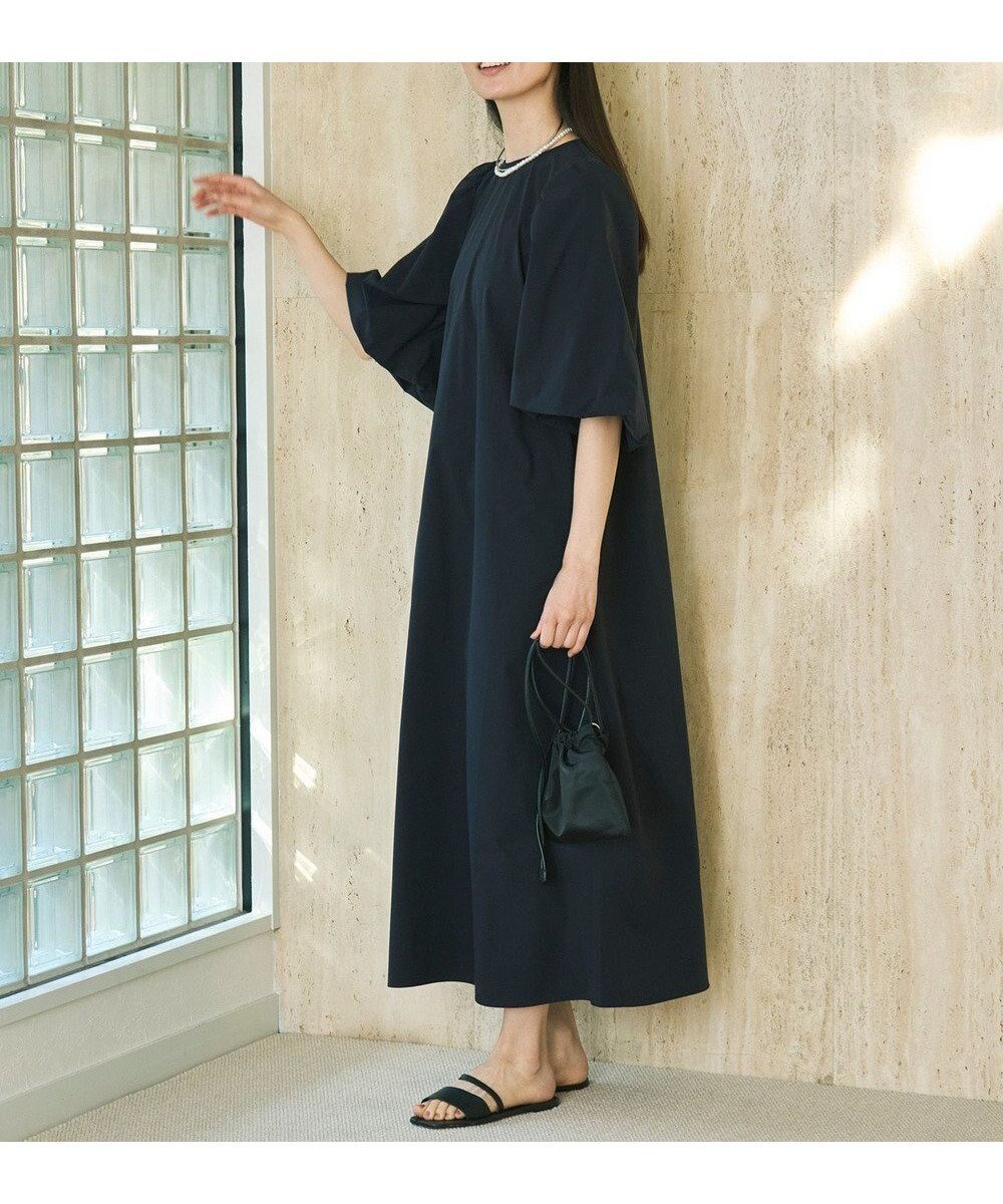 【アンフィーロ 自由区/UNFILO】の【UVケア/撥水】FINE MOVE ボリュームスリーブ ワンピース インテリア・キッズ・メンズ・レディースファッション・服の通販 founy(ファニー) 　ファッション　Fashion　レディースファッション　Fashion for Women　ワンピース　Dresses　春　Spring　洗える　Machine Washable　軽量　Lightweight, Ultra Light　ストレッチ　Stretch, Stretchy Fabric　スリーブ　Sleeve, Long Sleeve / Short Sleeve　タフタ　Taffeta, Structured Fabric　ペチコート　Petticoat, Underskirt　S/S・春夏　SS, Spring/Summer, Warm Season　夏　Summer　[WEB限定]ネイビー|ID: prp329100004429880 ipo3291000000034295836