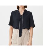 【アイシービー/iCB】の【人気のため新色追加・接触冷感・UVケア・洗える】BackSatinAmunzen 5分袖配色ボウタイブラウス ネイビー系|ID: prp329100004429894 ipo3291000000032605350
