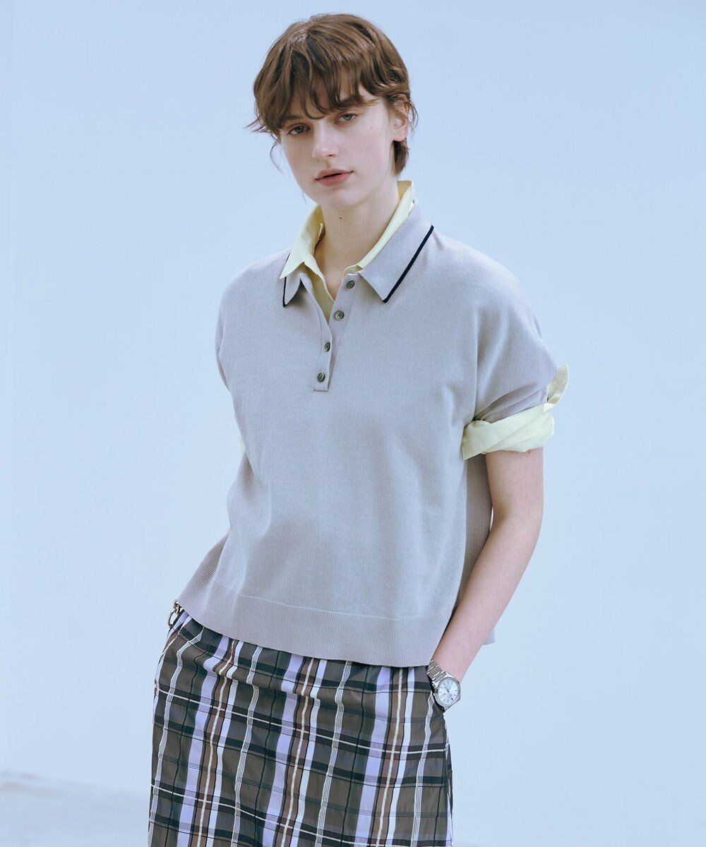 【ジェイ プレス/J.PRESS】の【洗える】DRY COTTON ニットポロ インテリア・キッズ・メンズ・レディースファッション・服の通販 founy(ファニー) 　ファッション　Fashion　レディースファッション　WOMEN　トップス・カットソー　Tops/Tshirt　ニット　Knit Tops　シャツ/ブラウス　Shirts/Blouses　ポロシャツ　Polo Shirts　ポロシャツ　Polo Shirt　夏　Summer　春　Spring　S/S・春夏　Ss・Spring/Summer　洗える　Washable　グレー×ネイビー系|ID: prp329100004429914 ipo3291000000031708428