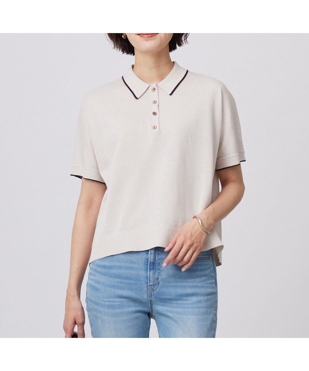 【ジェイ プレス/J.PRESS】の【洗える】DRY COTTON ニットポロ インテリア・キッズ・メンズ・レディースファッション・服の通販 founy(ファニー) 　ファッション　Fashion　レディースファッション　Fashion for Women　トップス・カットソー　Cut & Sew Tops　ニット　Knit Tops & Sweaters　シャツ・ブラウス・オフィスカジュアル　Elegant Blouses & Button-Ups　ポロシャツ・きれいめカジュアル　Smart-Casual Polo Tops　ポロシャツ　Polo Shirt, Collared Tee　夏　Summer　春　Spring　S/S・春夏　SS, Spring/Summer, Warm Season　洗える　Machine Washable　ベージュ×ダークブラウン系|ID: prp329100004429914 ipo3291000000033187476